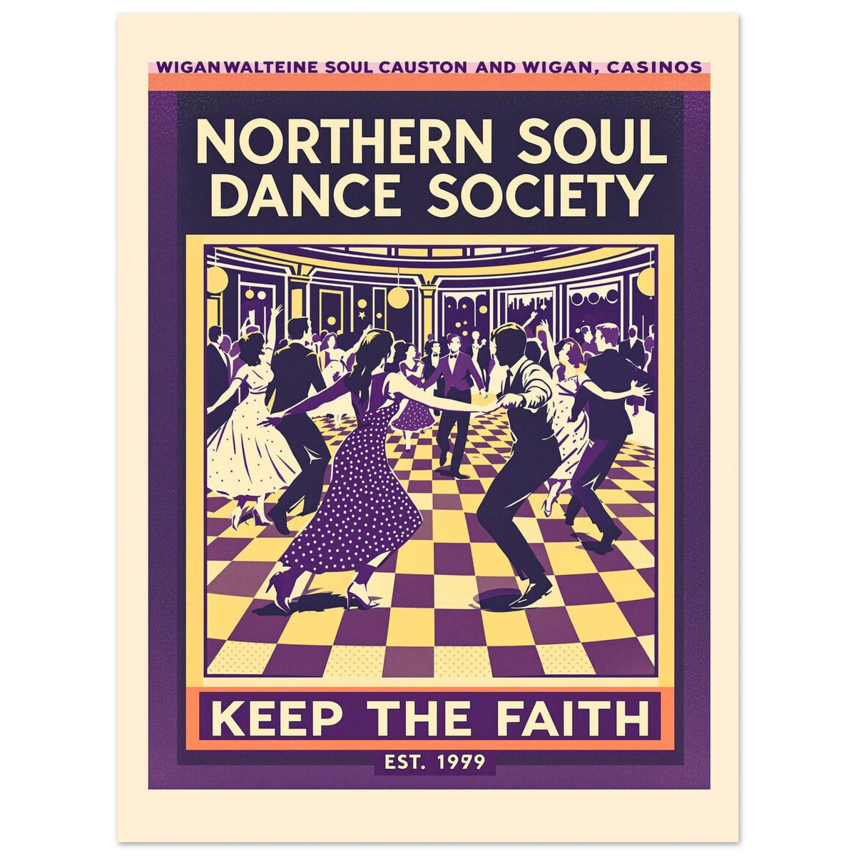 Northern Soul Vintage Travel Art Wall Art UK Art Print Art Print — detail view | Wild Thread Co