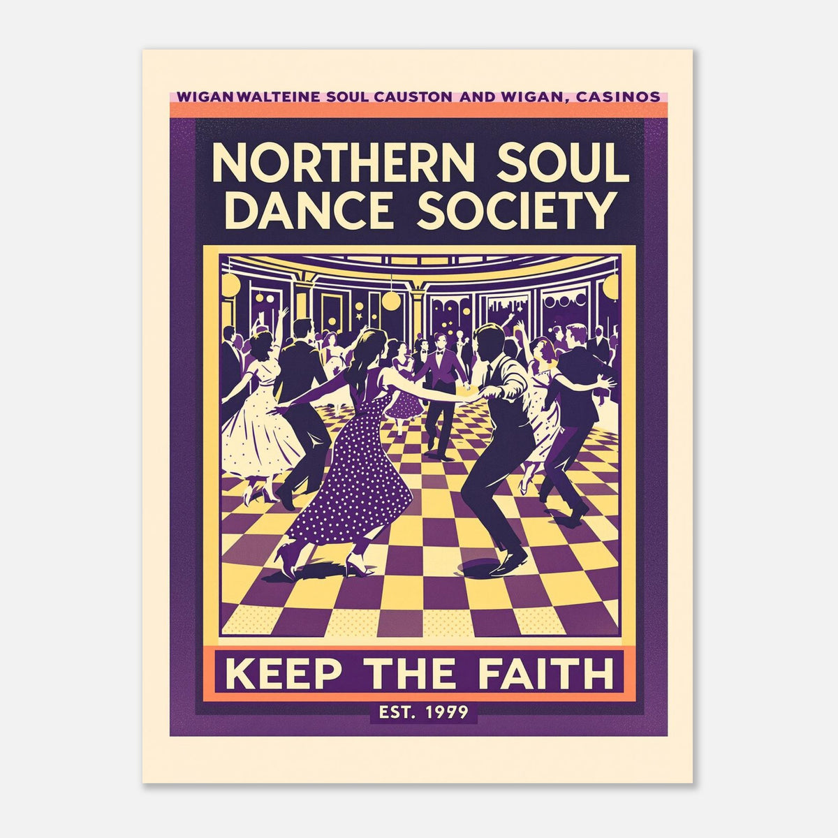 Northern Soul Vintage Travel Art Wall Art UK Art Print Art Print — detail view | Wild Thread Co