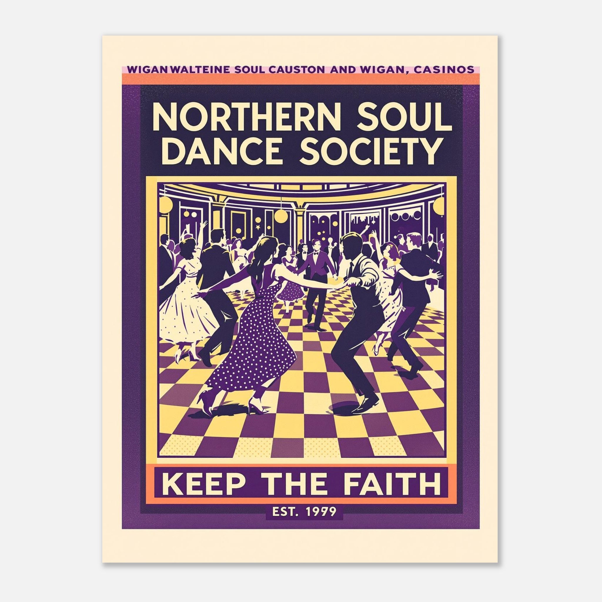 Northern Soul Vintage Travel Art Wall Art UK Art Print Art Print — detail view | Wild Thread Co