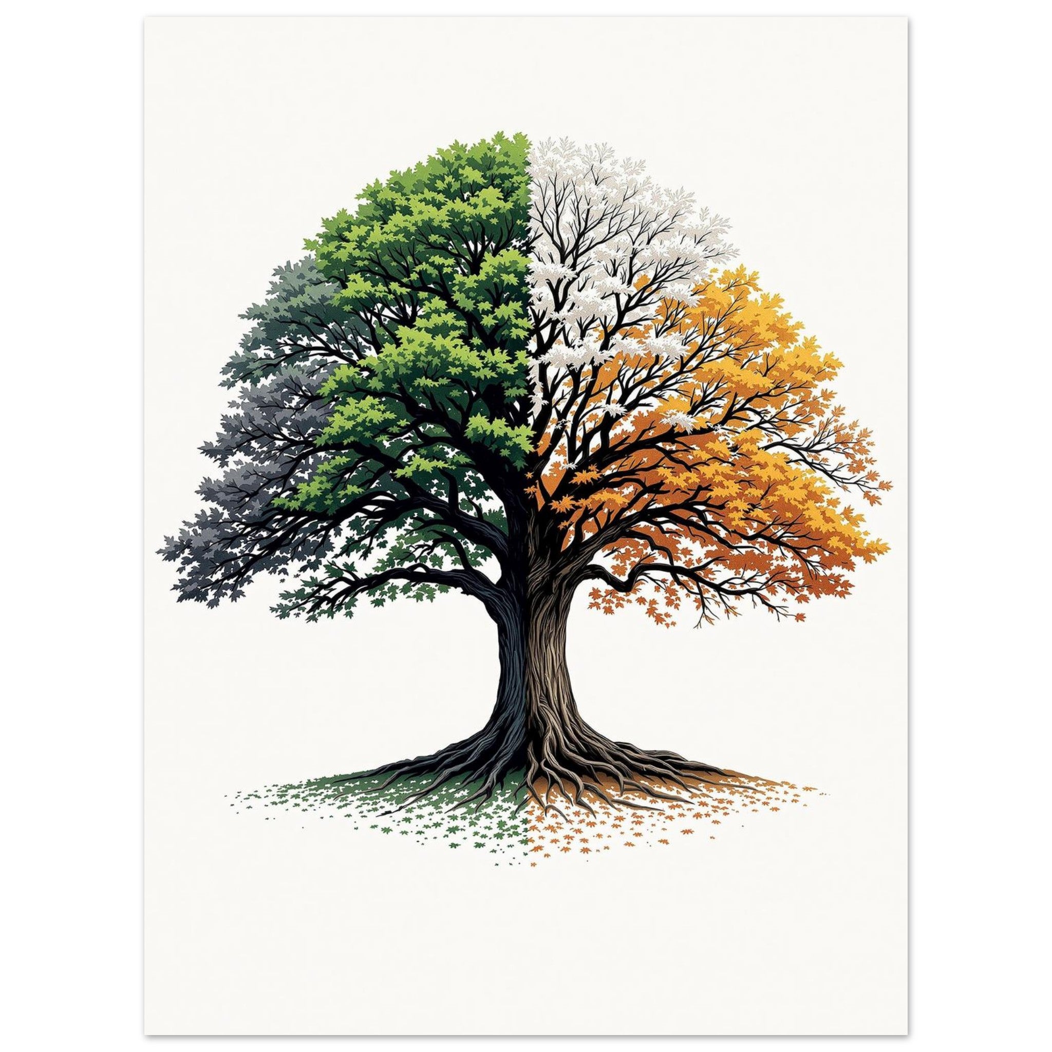 Oak Tree Four Seasons Art Print Art Print — detail view | Wild Thread Co