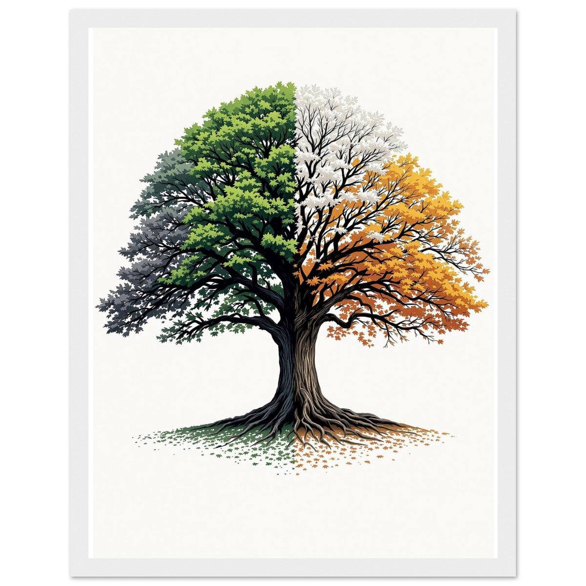 Oak Tree Four Seasons Framed Print Wall Art Ready to Hang UK - Wild Thread Co