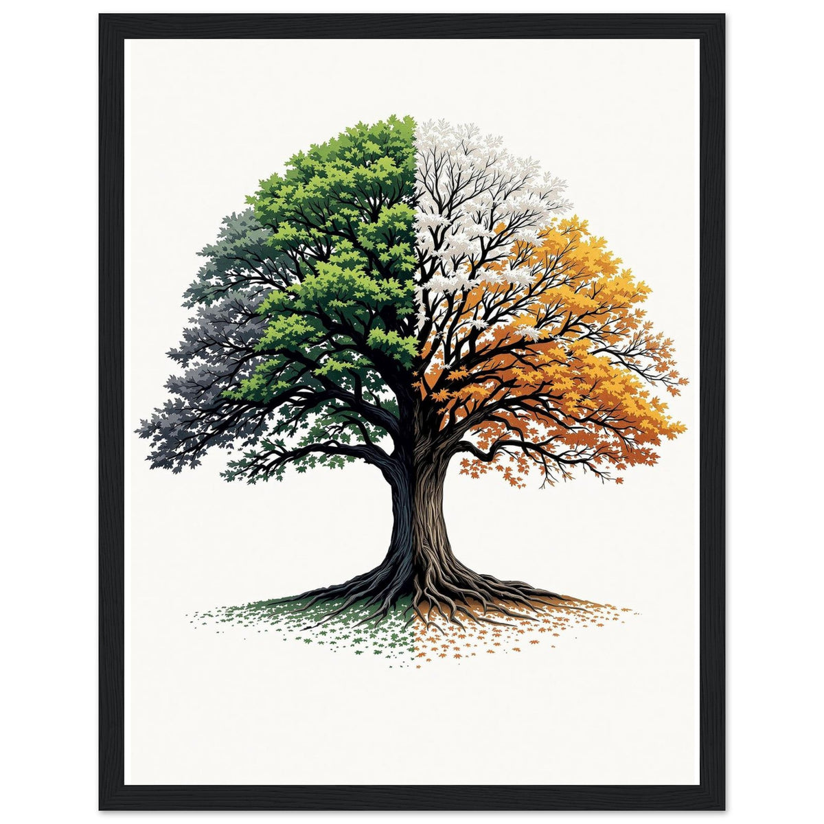 Oak Tree Four Seasons Framed Print Wall Art Ready to Hang UK - Wild Thread Co
