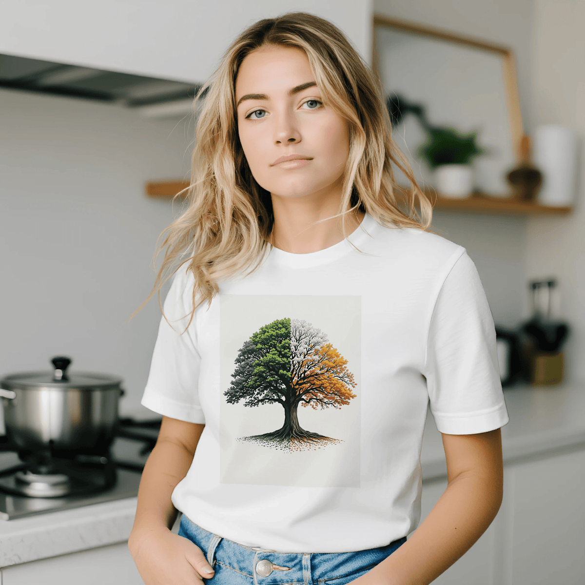 Oak Tree Four Seasons T-Shirt | Tree Lover Gift UK - Wild Thread Co