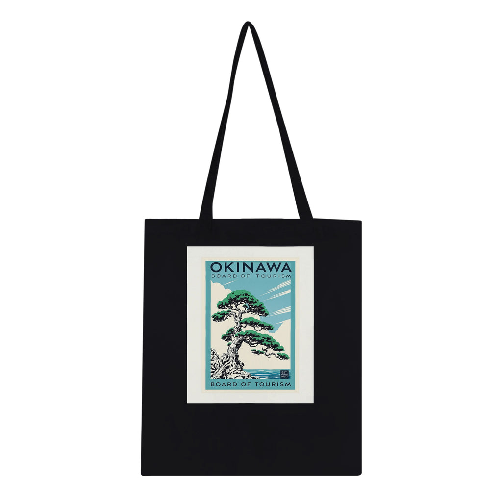 Okinawa Vintage Travel Tote Bag Cotton Shopper UK Tote Bag — detail view | Wild Thread Co