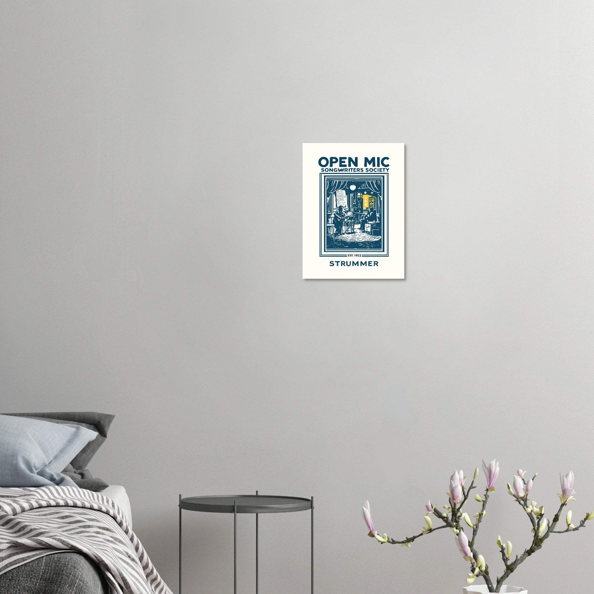 Open Mic Vintage Travel Art Wall Art UK Art Print Poster Wall Art UK UK Gift Art Print — detail view | Wild Thread Co