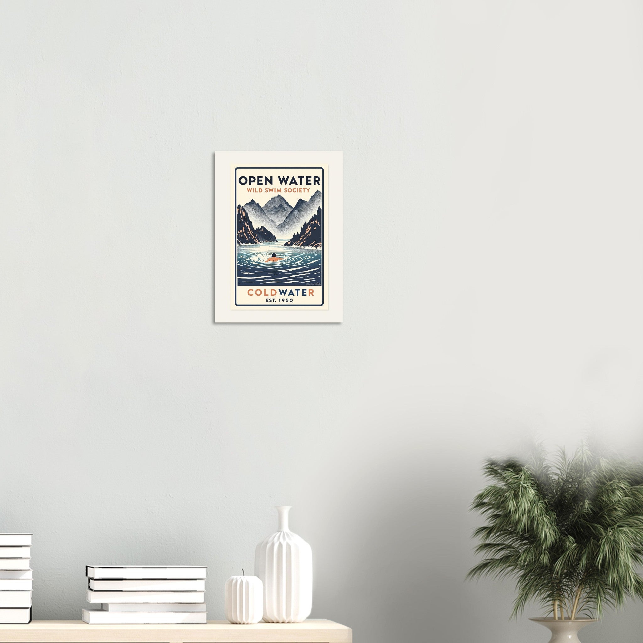 Open Water Vintage Travel Art Wall Art UK Art Print Poster Wall Art UK UK Gift Art Print — detail view | Wild Thread Co