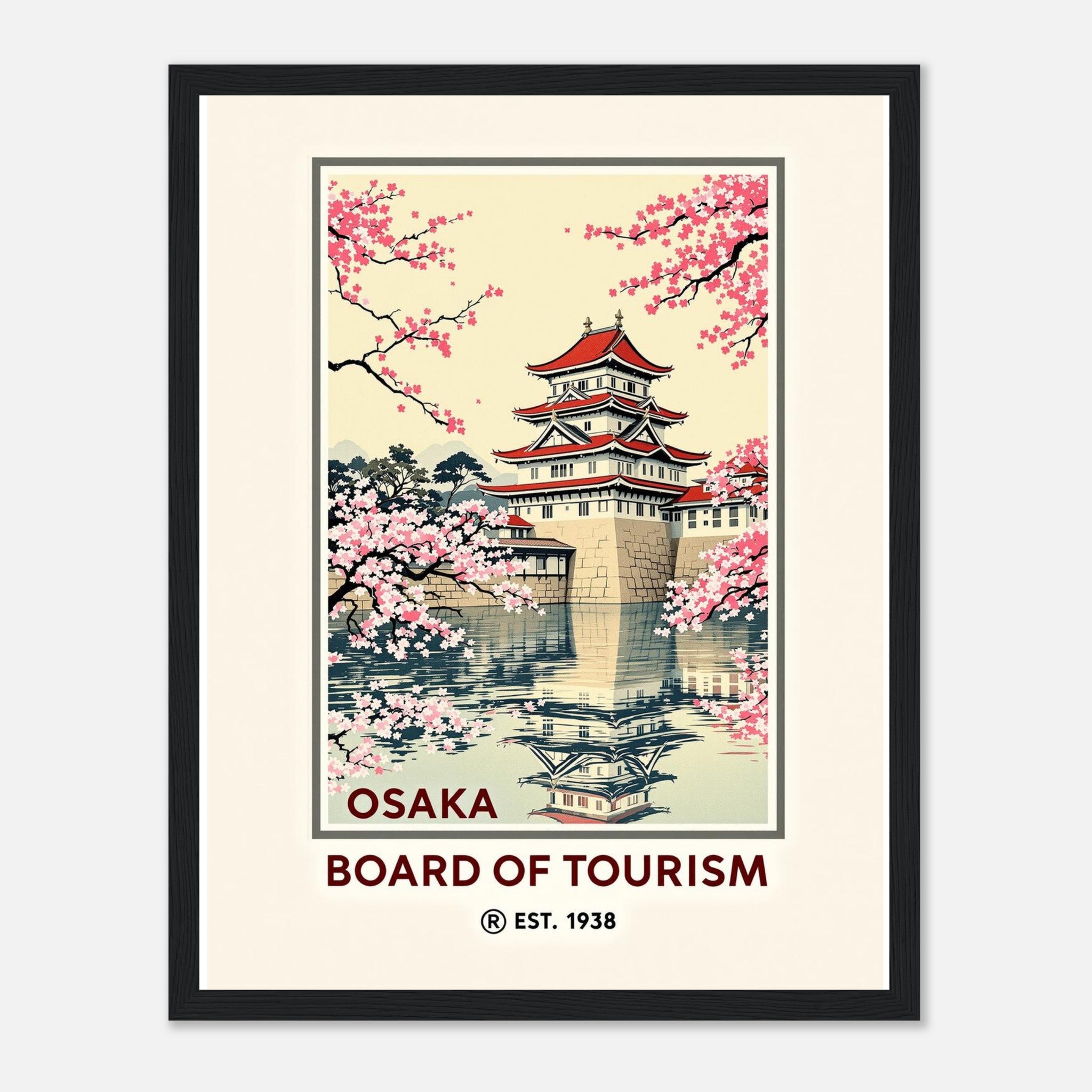 Osaka Vintage Travel Framed Print Wall Art Ready to Hang UK Framed Art Print — detail view | Wild Thread Co