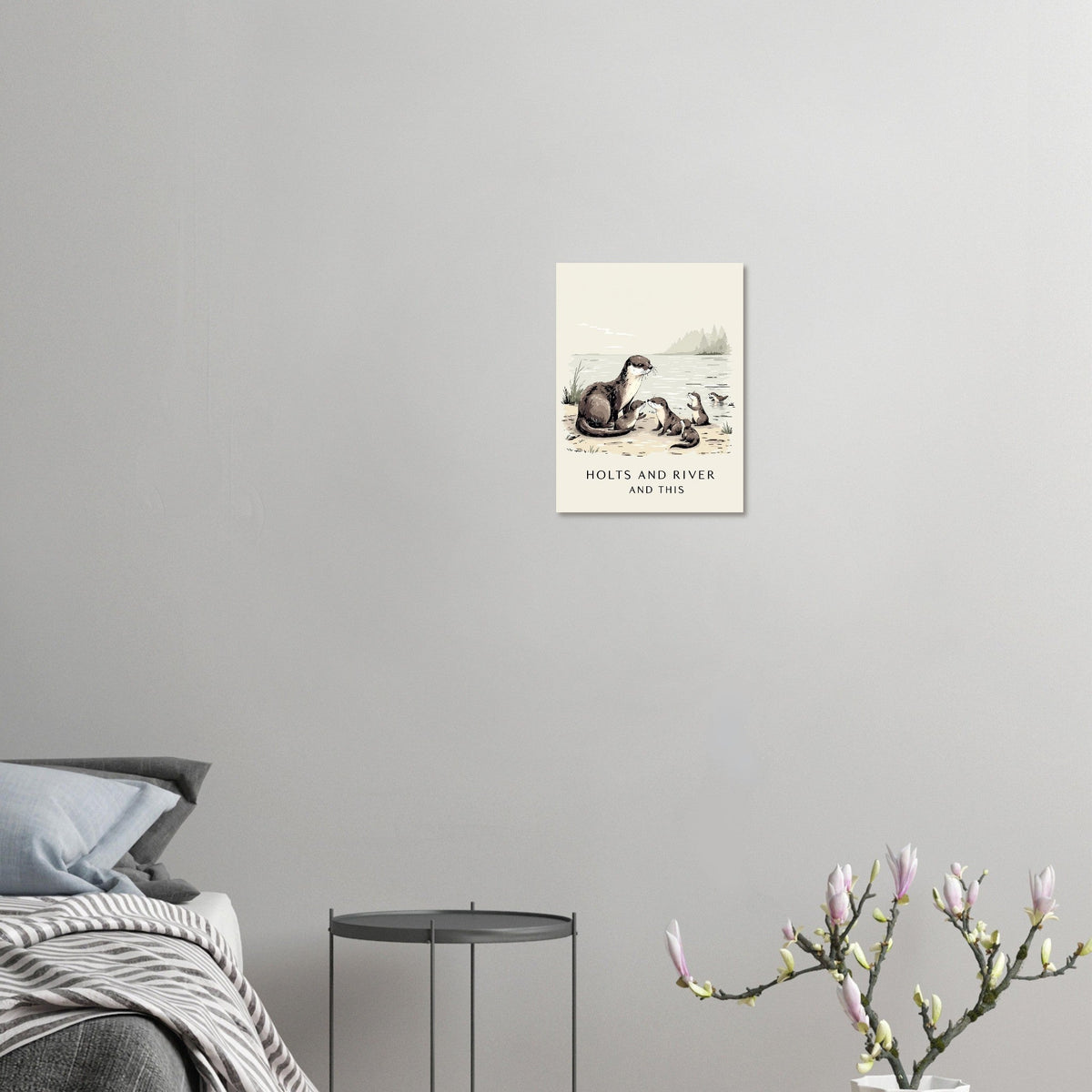 Otter Family Riverbank Pups Art Print Poster Wall Art UK | Wildlife Gi - Wild Thread Co