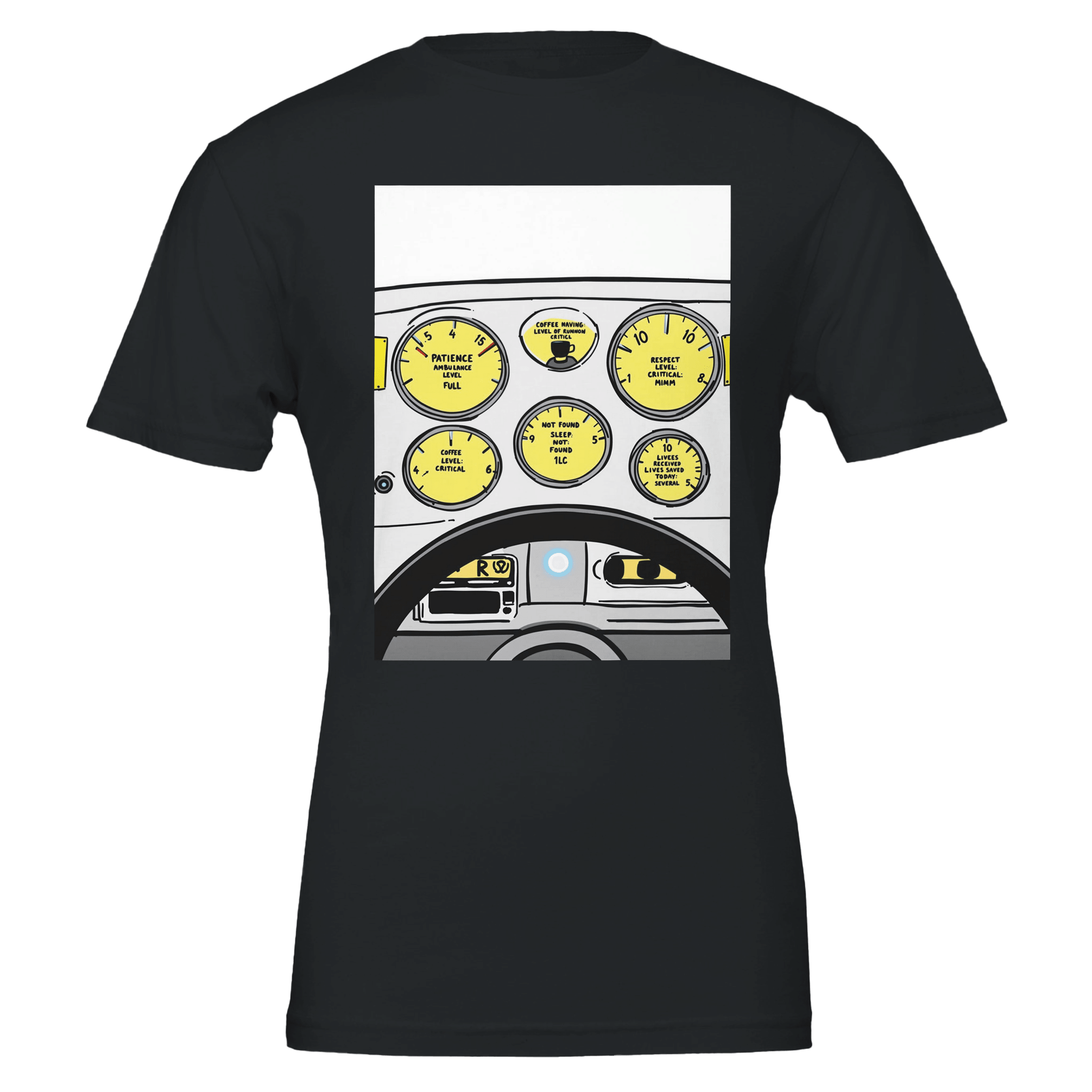 Paramedic Gift Uk Ambulance Dashboard Funny Nhs T-shirt Coffee Level Critical Mu - Wild Thread Co