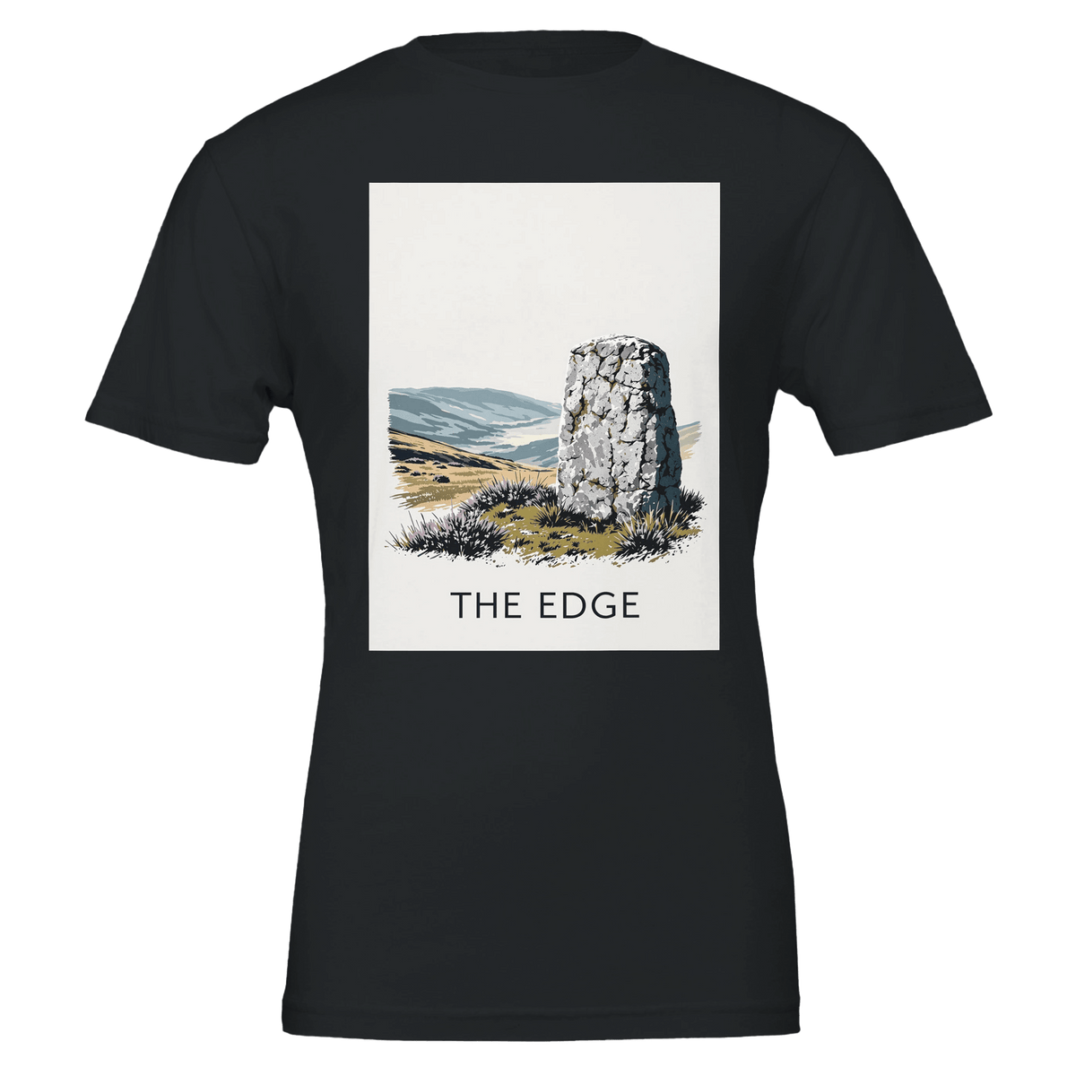 Peak District Gritstone Tee | Derbyshire Gift | THE EDGE Black T-Shirt - Wild Thread Co