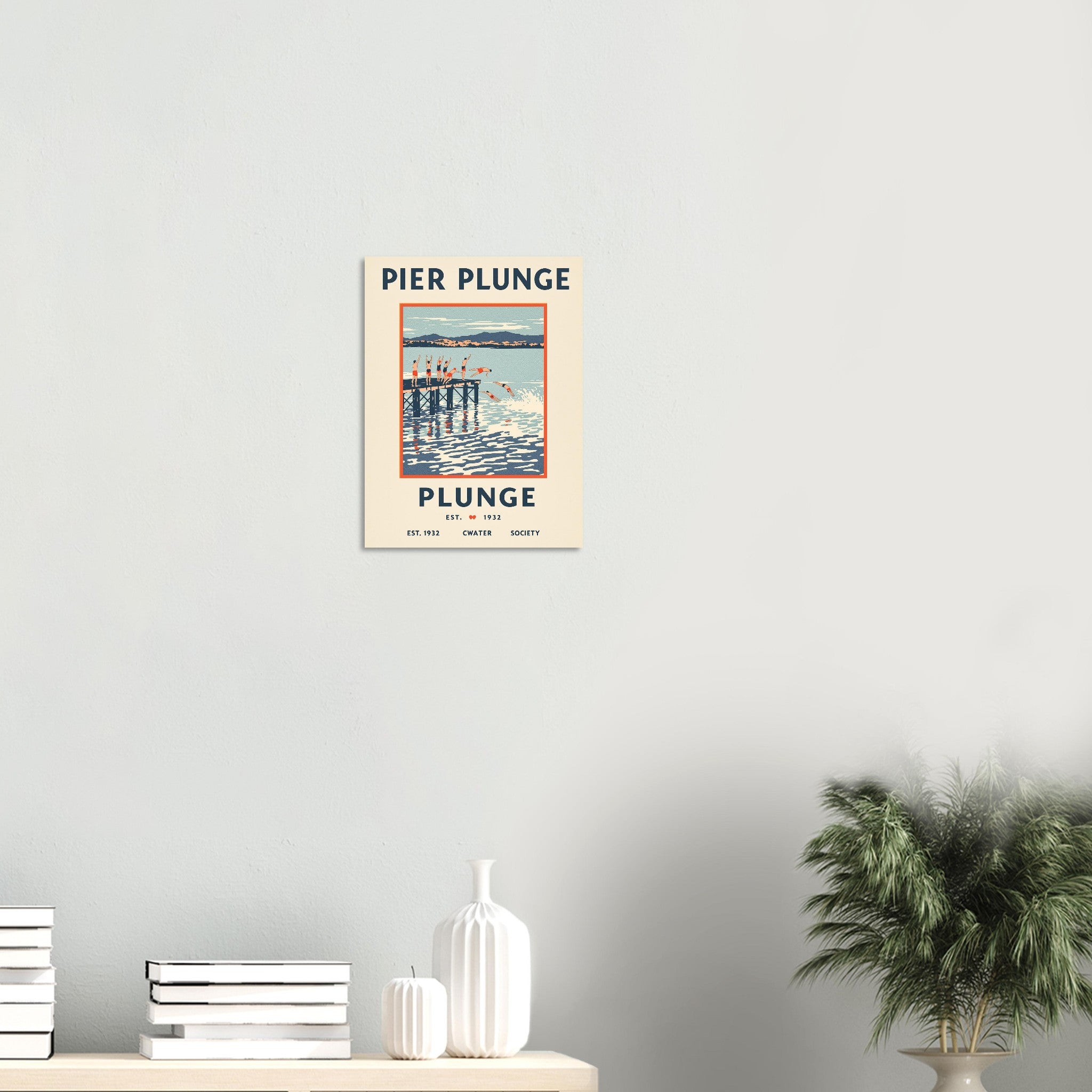 Pier Plunge Vintage Travel Art Print Art Print — detail view | Wild Thread Co