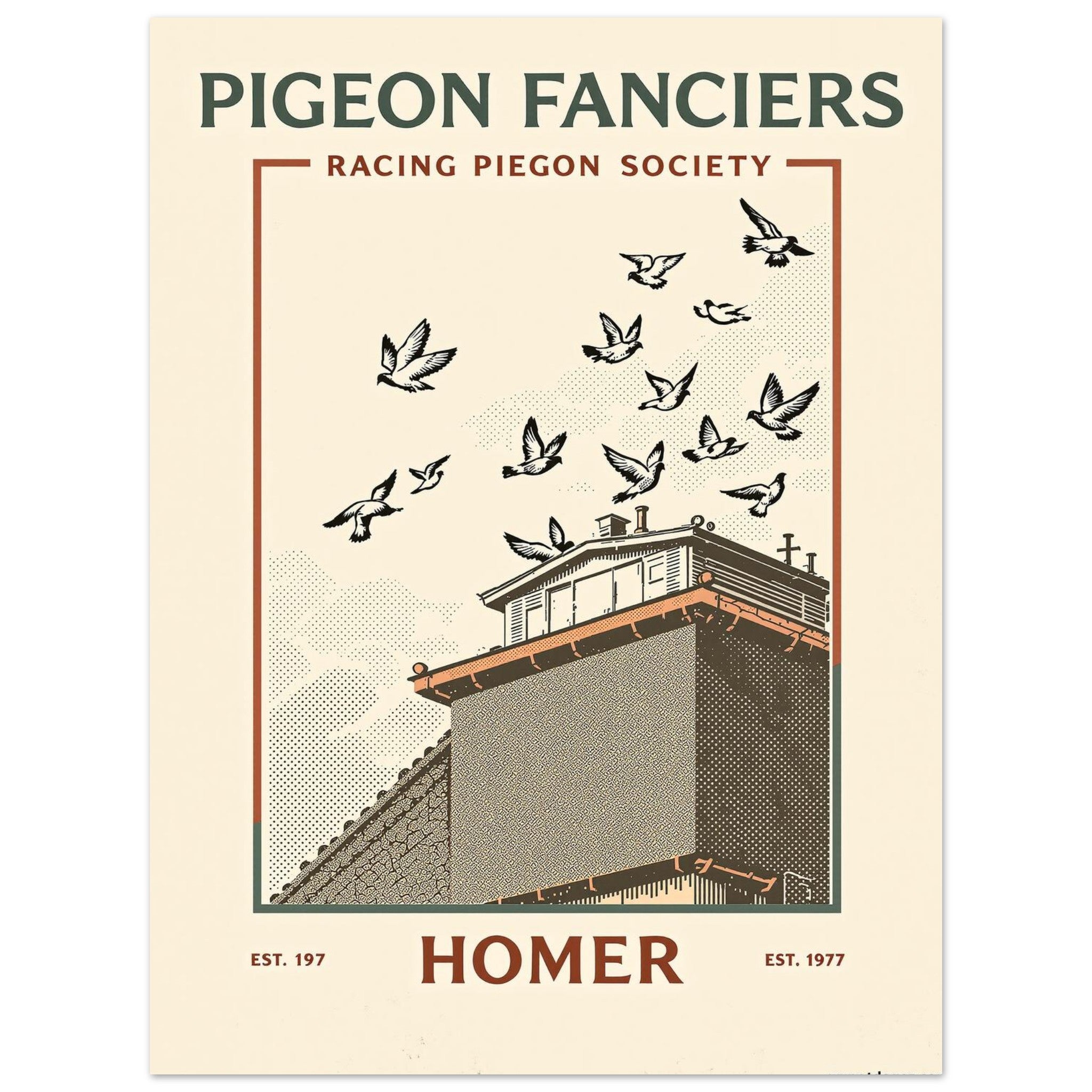 Pigeon Fanciers Vintage Travel Art Wall Art UK Art Print Art Print — detail view | Wild Thread Co