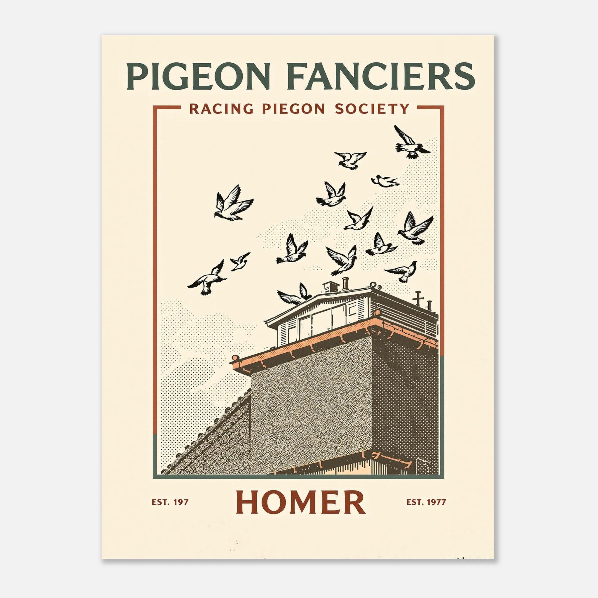 Pigeon Fanciers Vintage Travel Art Wall Art UK Art Print Art Print — detail view | Wild Thread Co