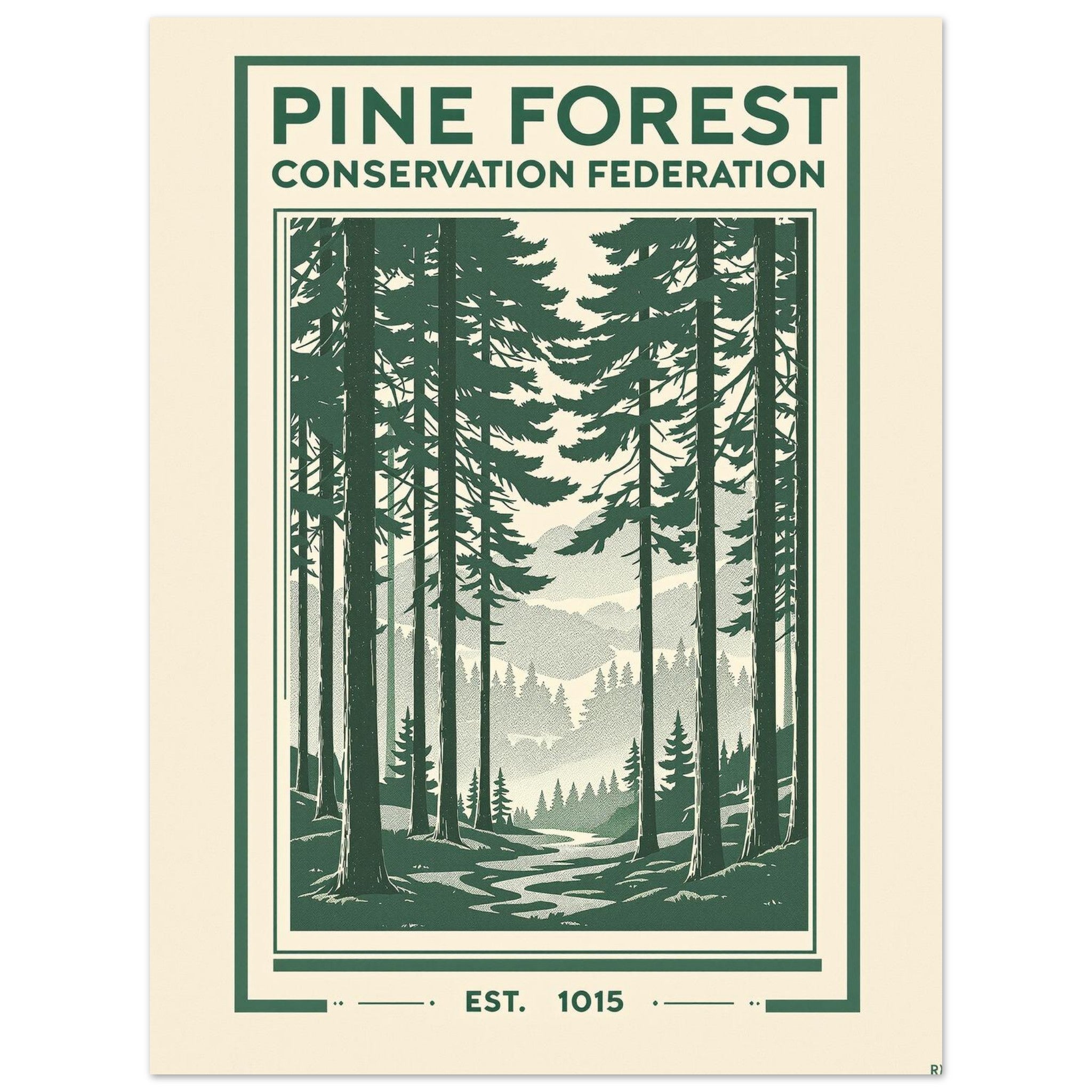 Pine Forest Vintage Travel Art Print Art Print — detail view | Wild Thread Co