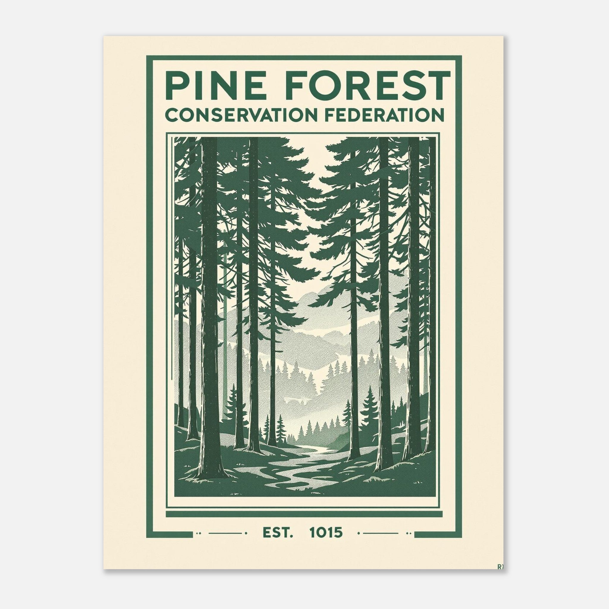 Pine Forest Vintage Travel Art Print Art Print — detail view | Wild Thread Co