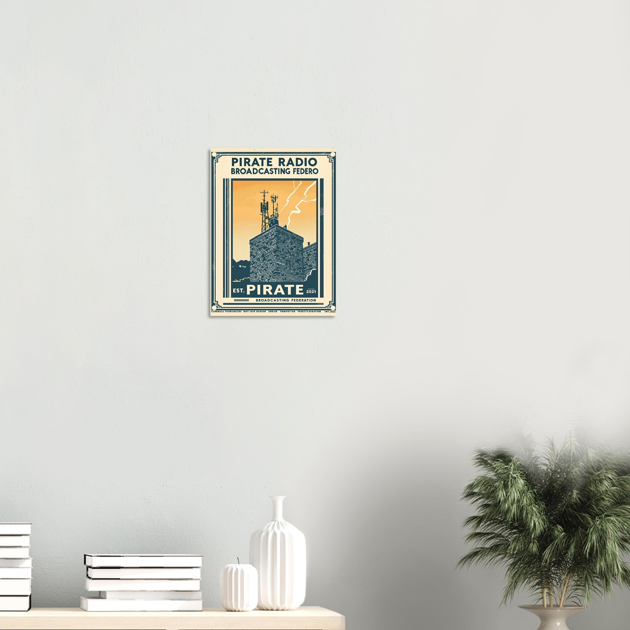 Pirate Radio Vintage Travel Art Wall Art UK Art Print Poster Wall Art UK UK Gift Art Print — detail view | Wild Thread Co