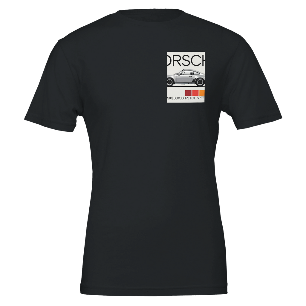 Porsche 911 Turbo 930 Spec T-Shirt Unisex Cotton Tee UK T-Shirt — detail view | Wild Thread Co