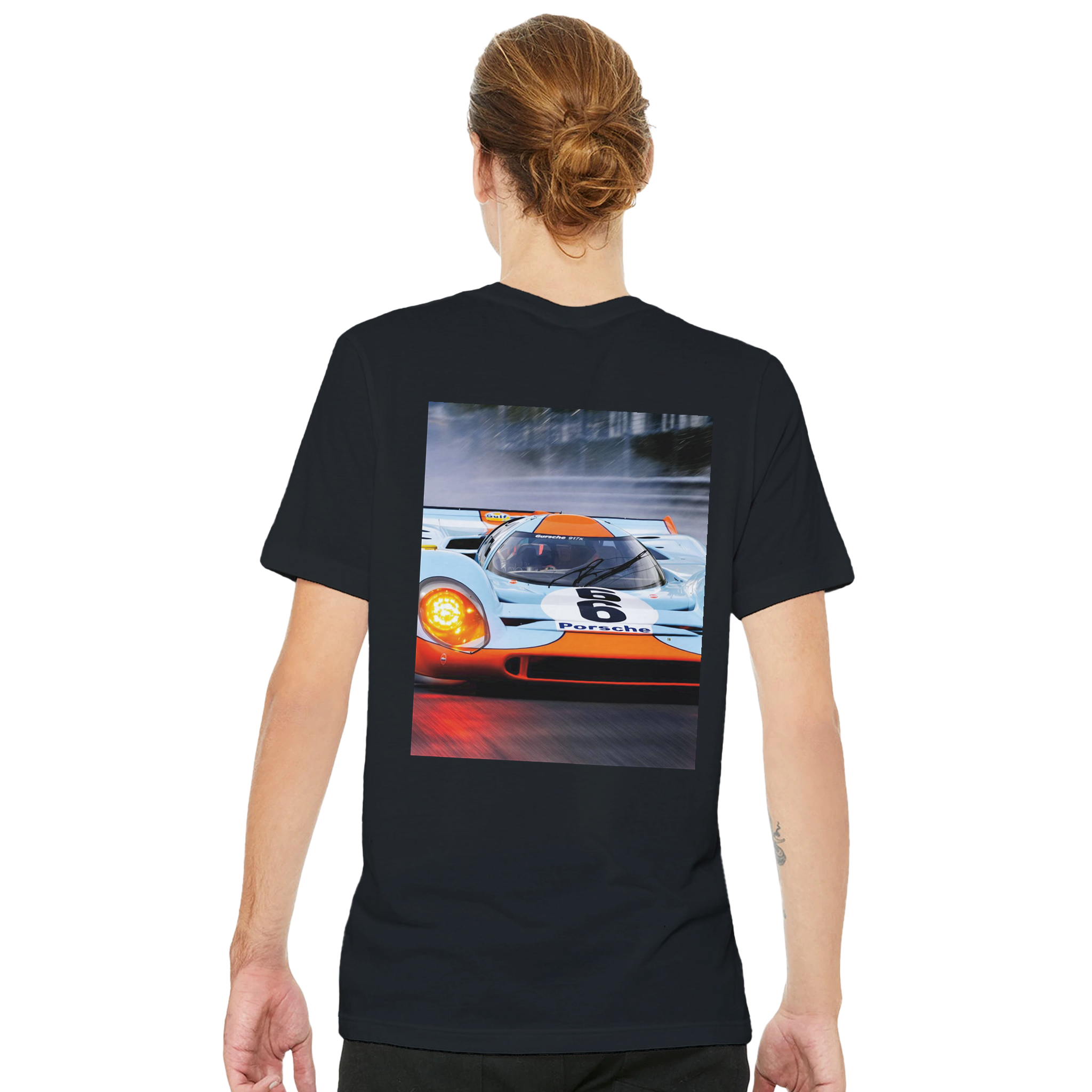 Porsche 917k Gulf T-Shirt — detail view | Wild Thread Co