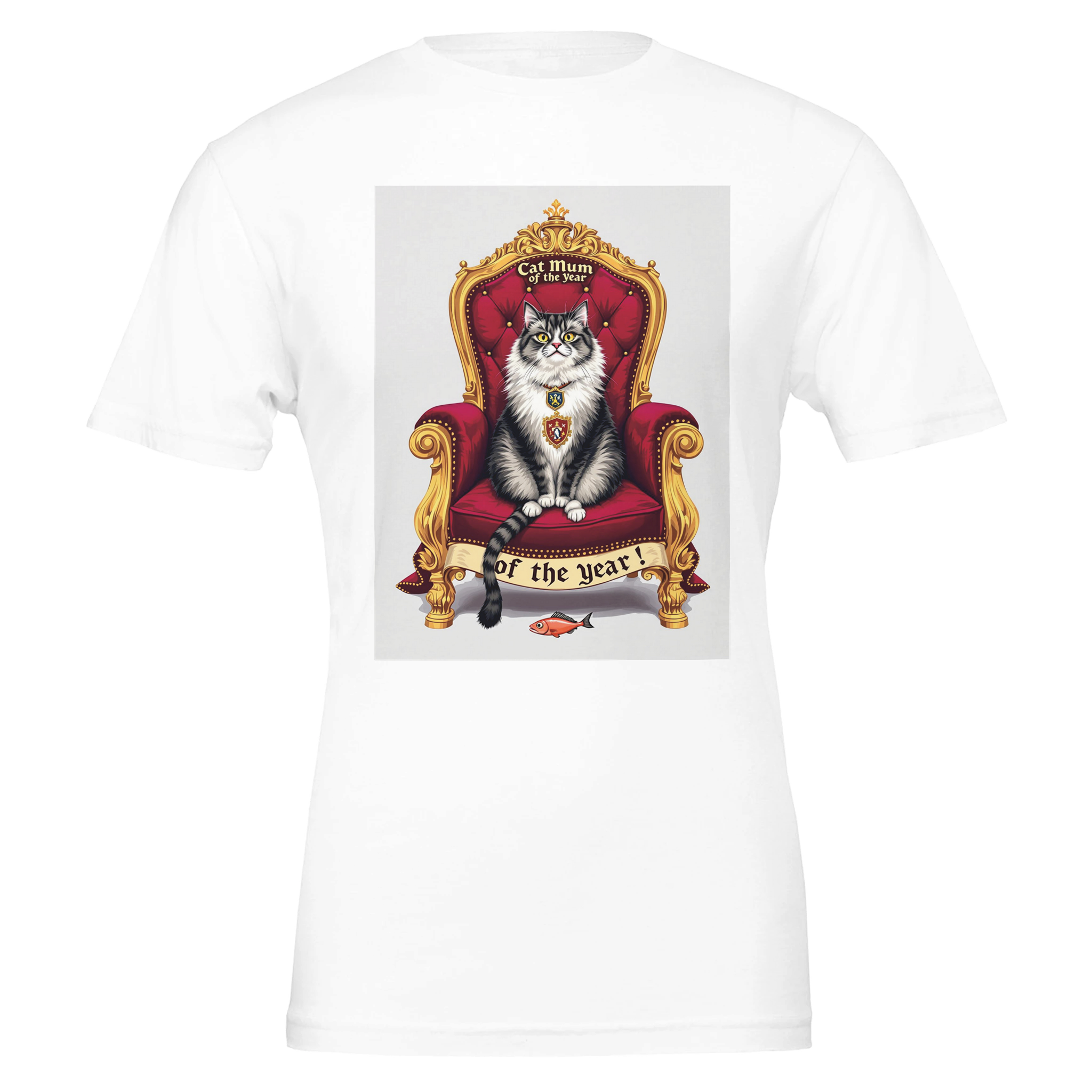 Cat Mum of the Year Royal Portrait T-Shirt | Cat Lover Gift UK