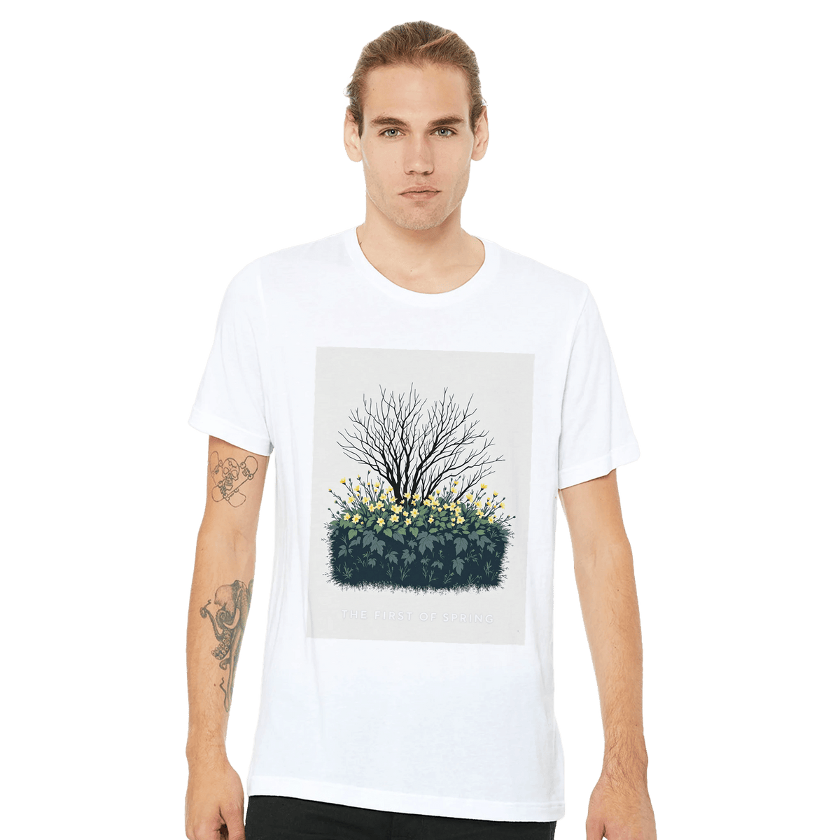 Primrose Spring T-Shirt | British Wildflower Gift | Navy Unisex Tee - Wild Thread Co