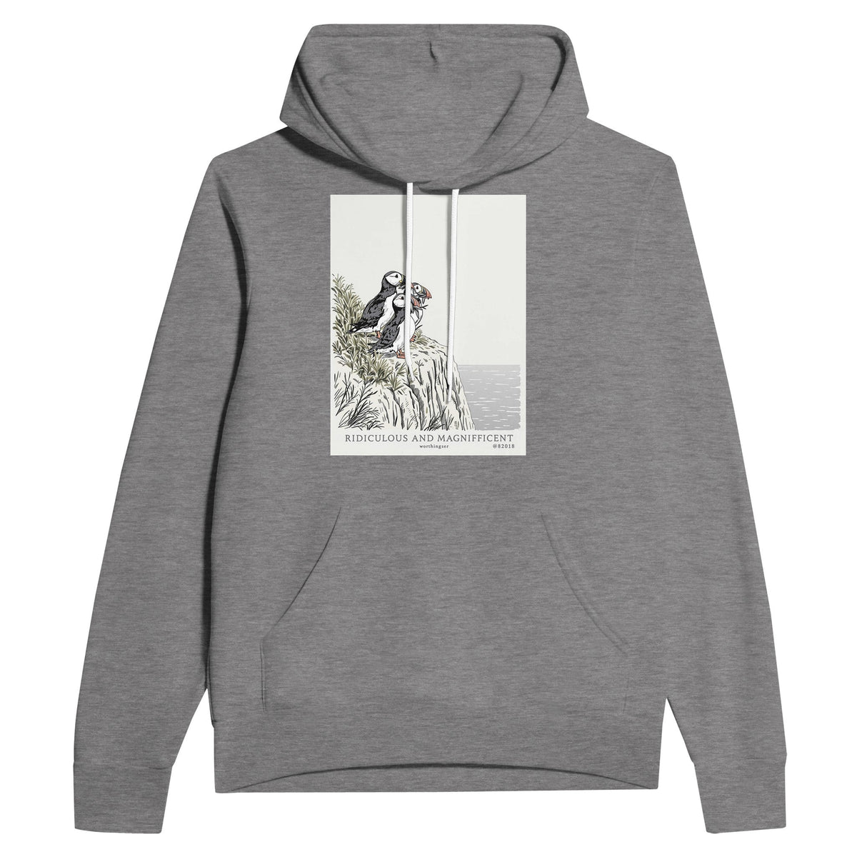 Puffin Gift Hoodie | Seabird Illustration Unisex Hoodie - Wild Thread Co
