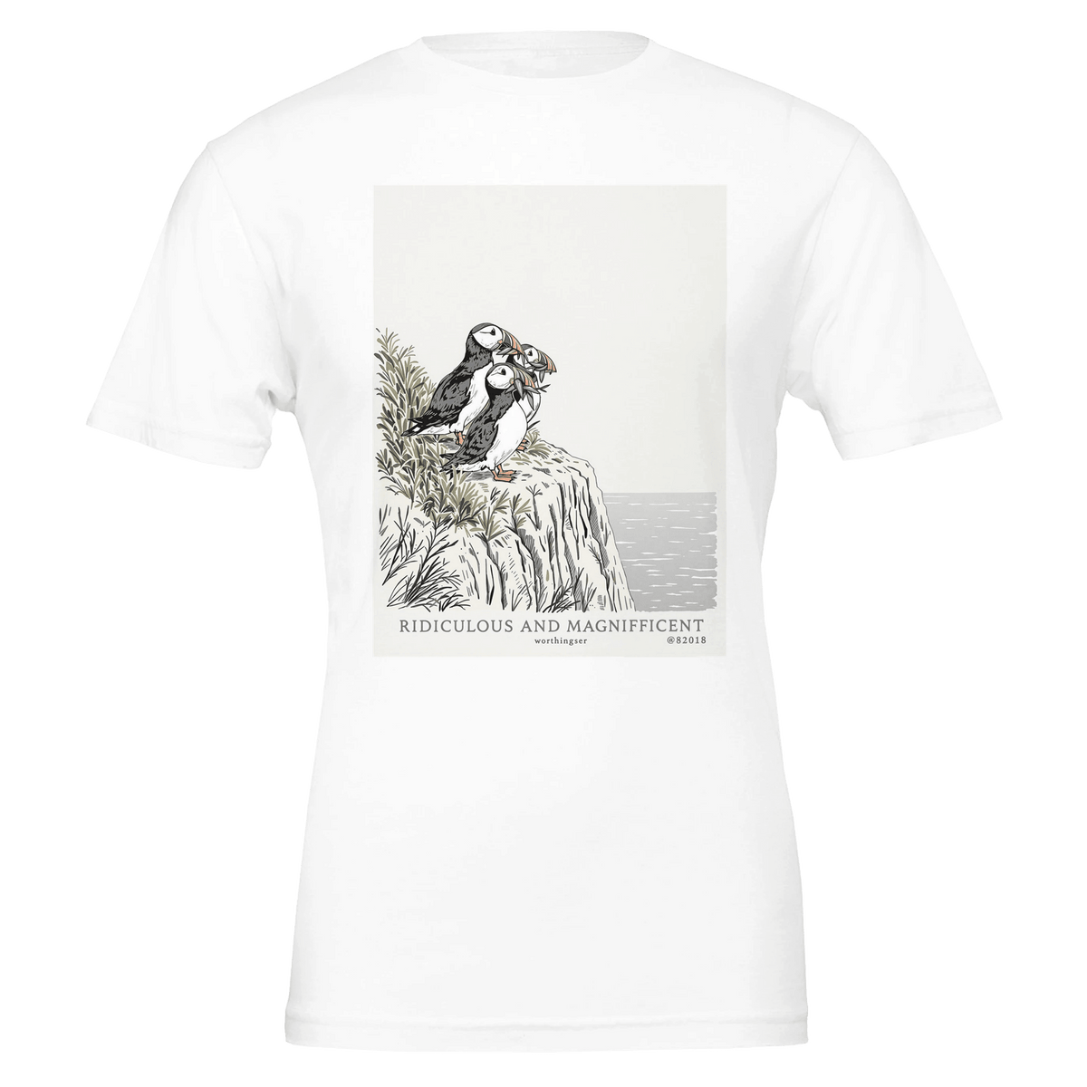Puffin Gift T-Shirt | Seabird Illustration Unisex Tee - Wild Thread Co