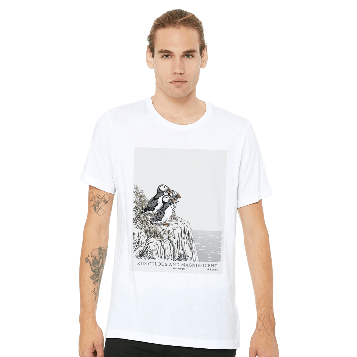 Puffin Gift T-Shirt | Seabird Illustration Unisex Tee - Wild Thread Co
