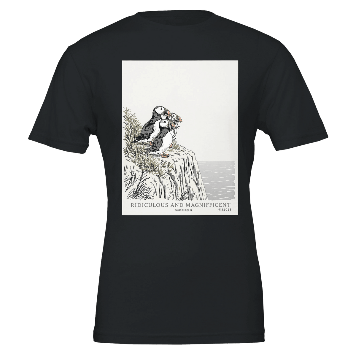 Puffin Gift T-Shirt | Seabird Illustration Unisex Tee - Wild Thread Co