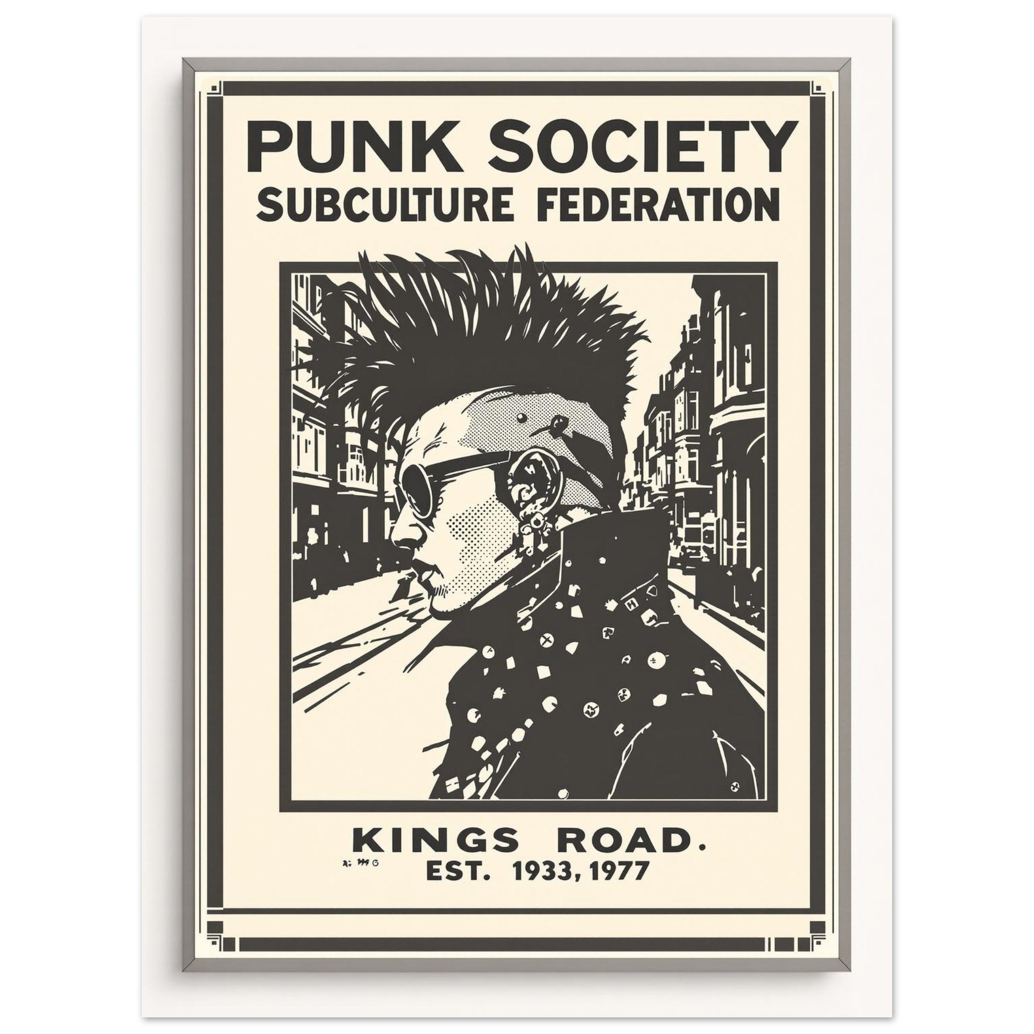 Punk Society Vintage Travel Art Wall Art UK Art Print Poster Wall Art UK UK Gift Art Print — detail view | Wild Thread Co
