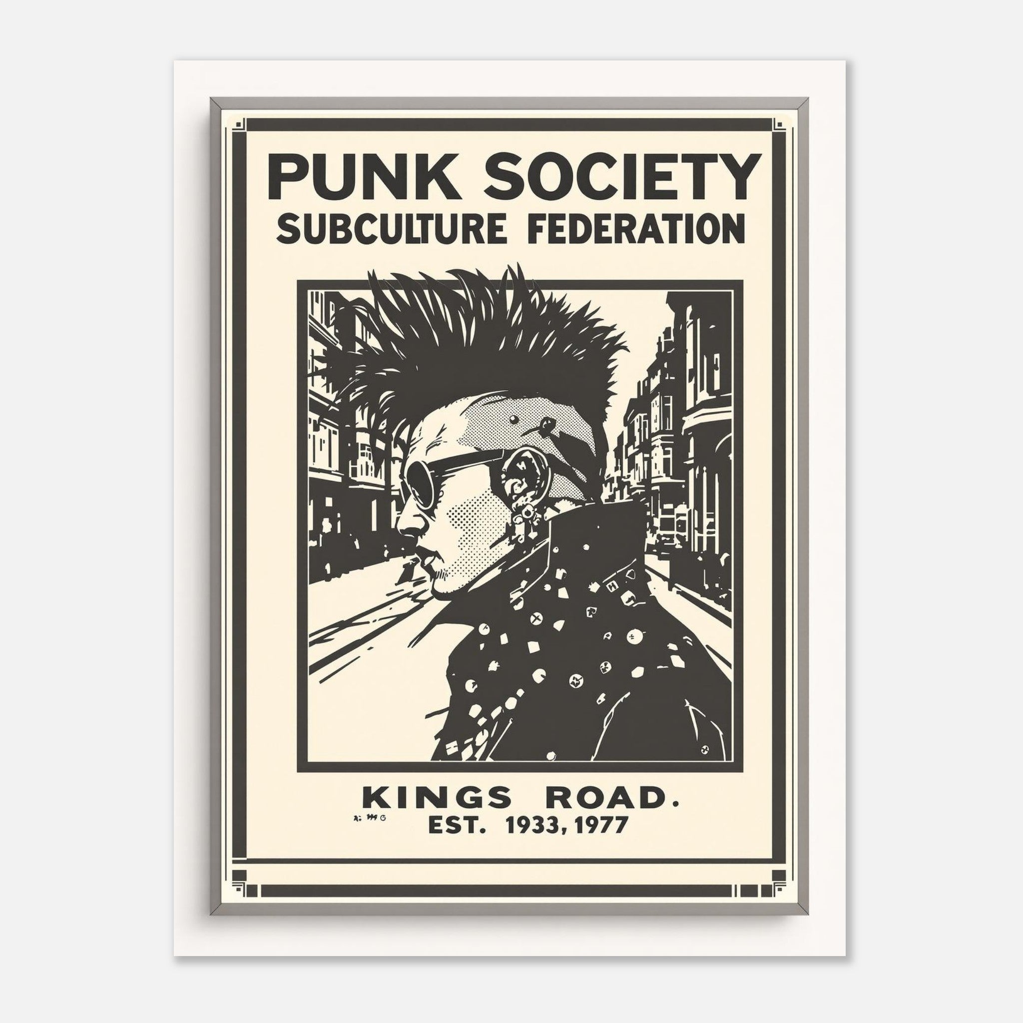 Punk Society Vintage Travel Art Wall Art UK Art Print Poster Wall Art UK UK Gift Art Print — detail view | Wild Thread Co