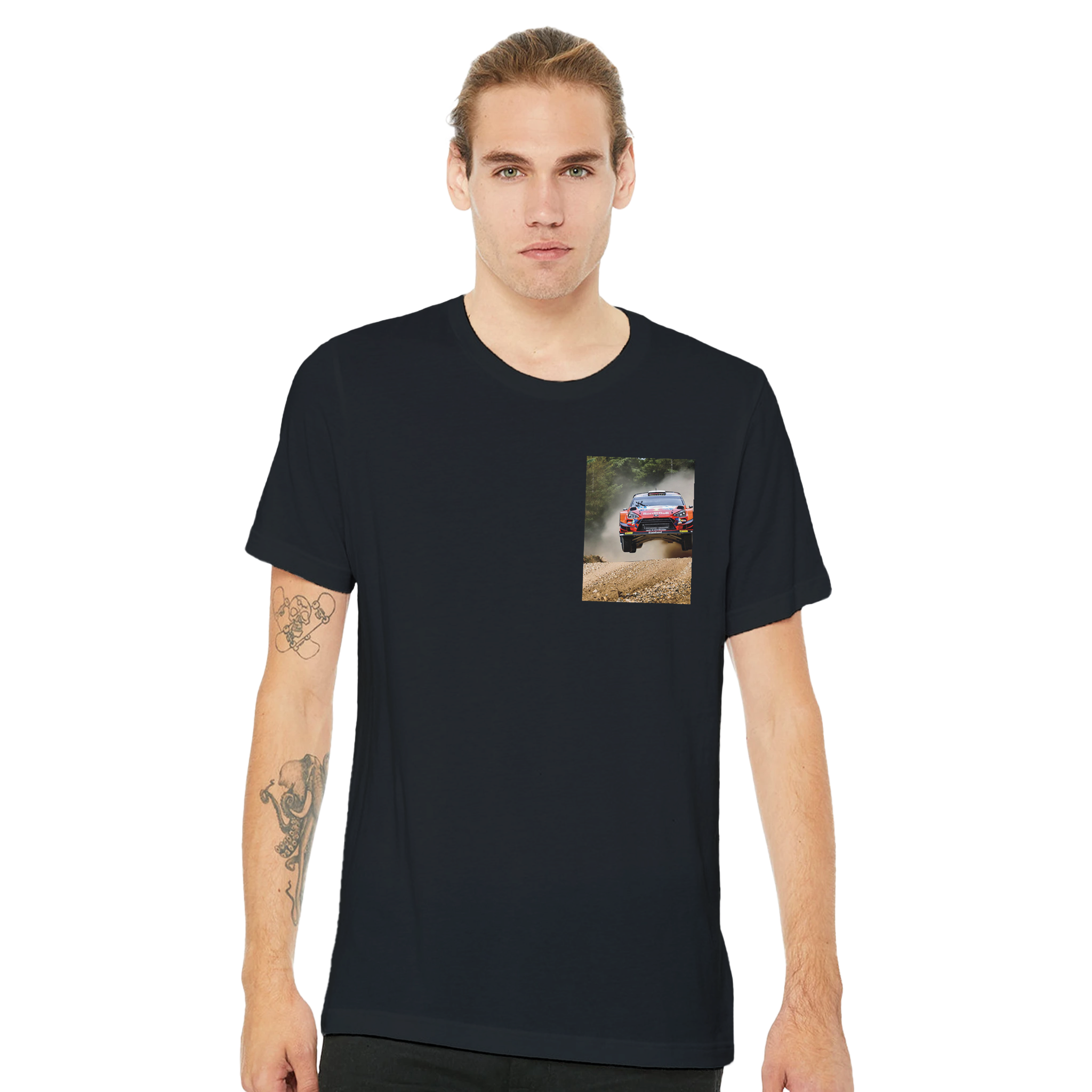 Rally Car Finland Jump T-Shirt Unisex Cotton Tee UK T-Shirt — detail view | Wild Thread Co