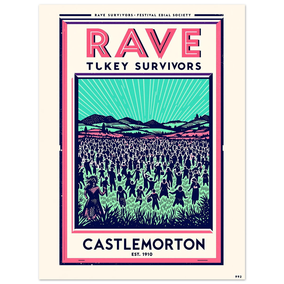 Rave Survivors Vintage Travel Art Wall Art UK Art Print Art Print — detail view | Wild Thread Co