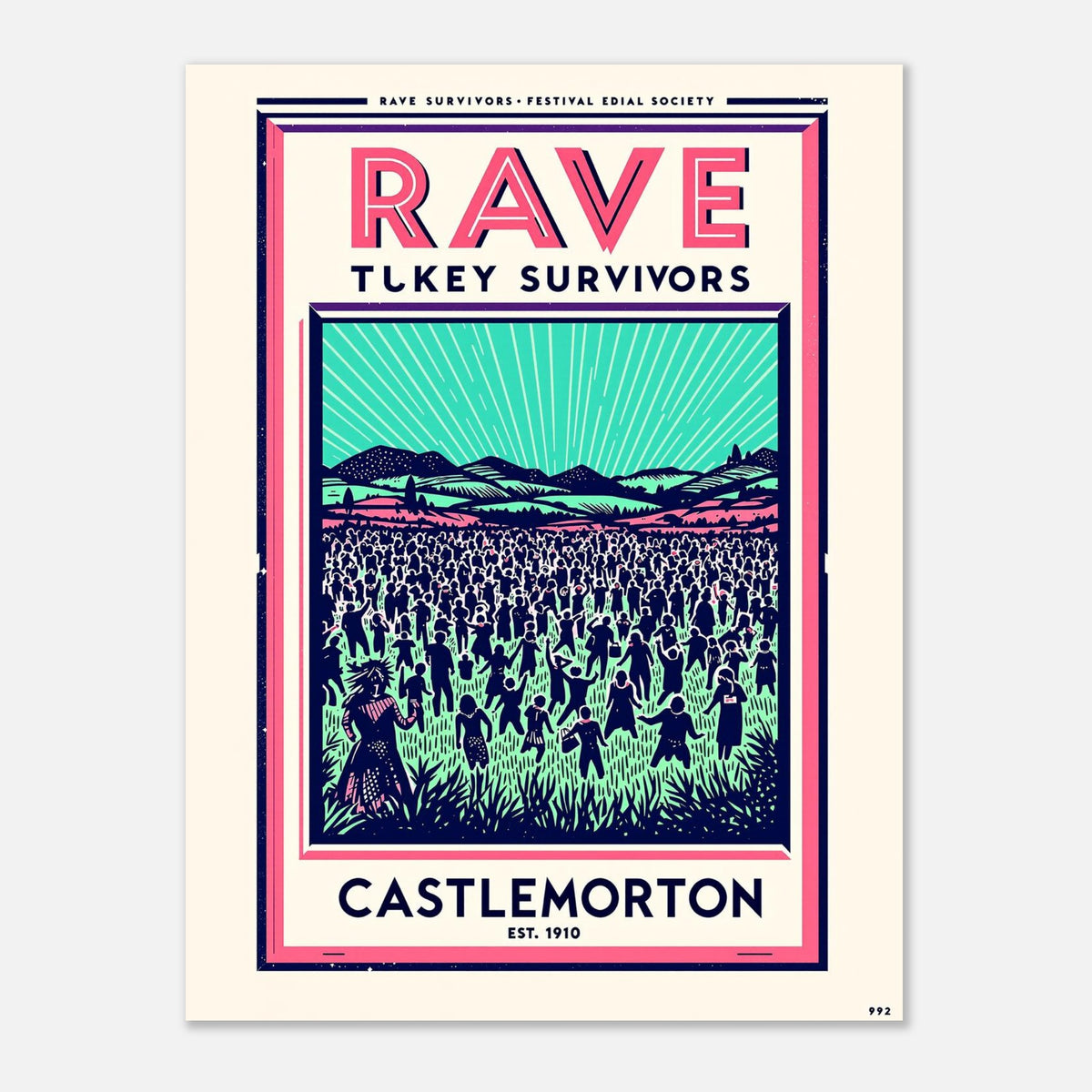 Rave Survivors Vintage Travel Art Wall Art UK Art Print Art Print — detail view | Wild Thread Co