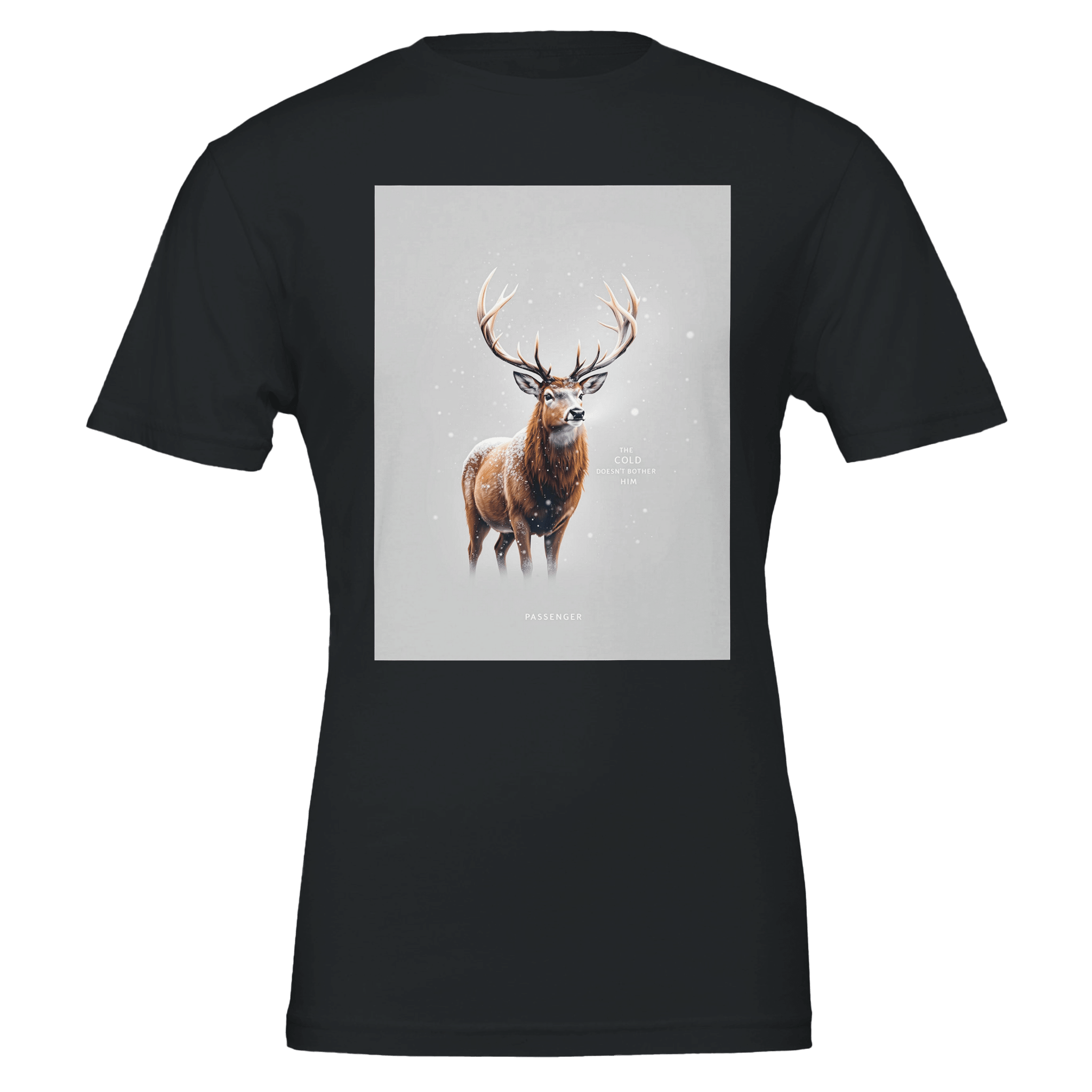 Red Deer Stag Winter T-Shirt | Wildlife Gift UK - Wild Thread Co