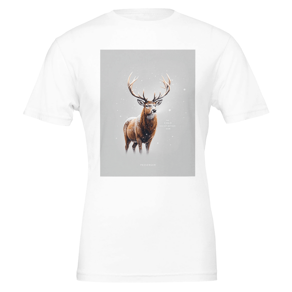 Red Deer Stag Winter T-Shirt | Wildlife Gift UK - Wild Thread Co