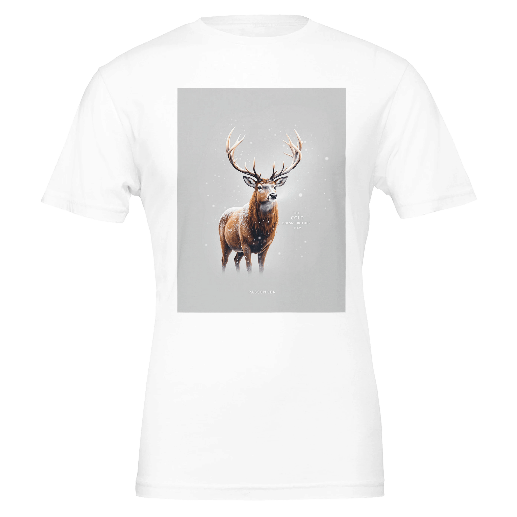 Red Deer Stag Winter T-Shirt | Wildlife Gift UK - Wild Thread Co
