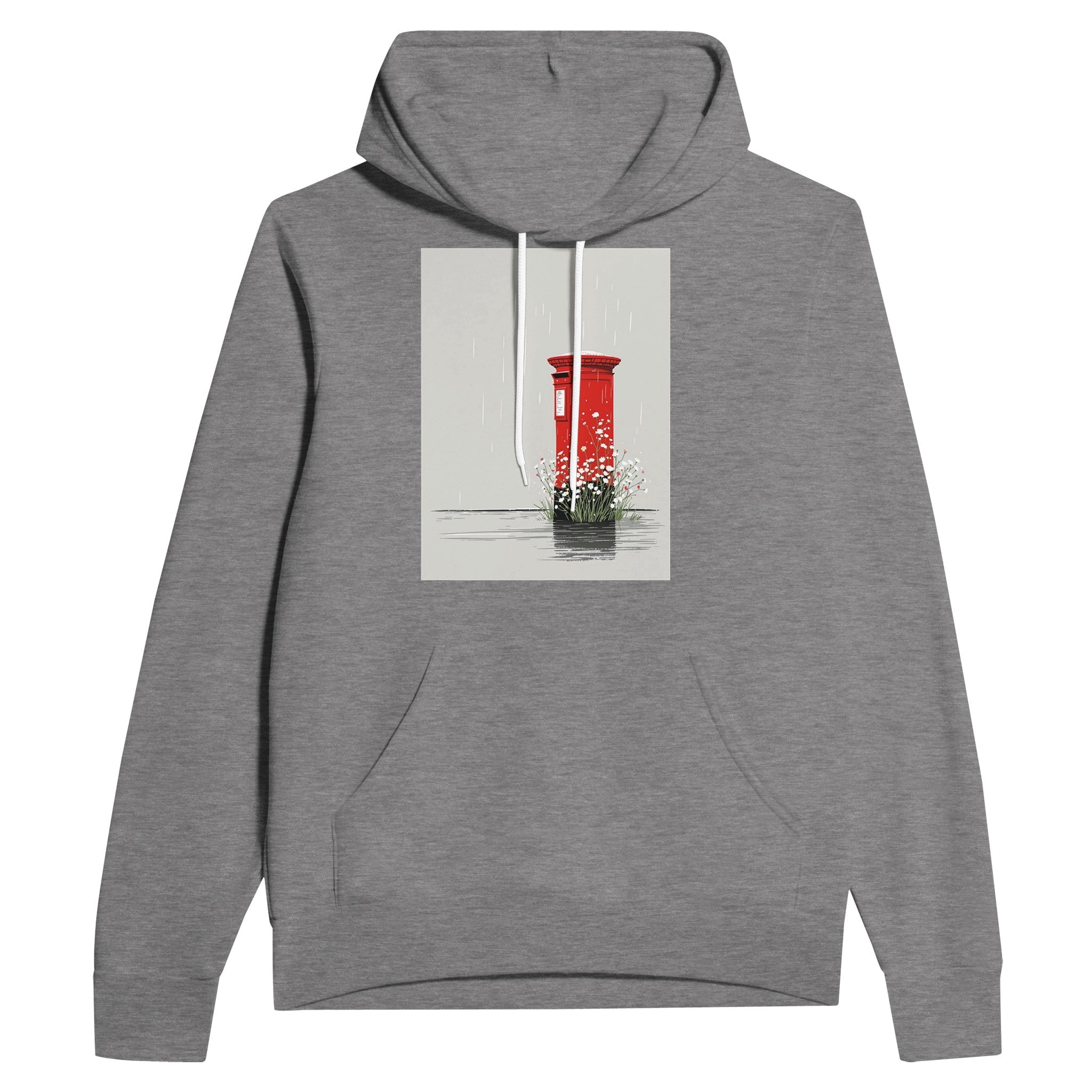 Red Postbox Rain British Icon Hoodie | Unisex Hoodie - Wild Thread Co