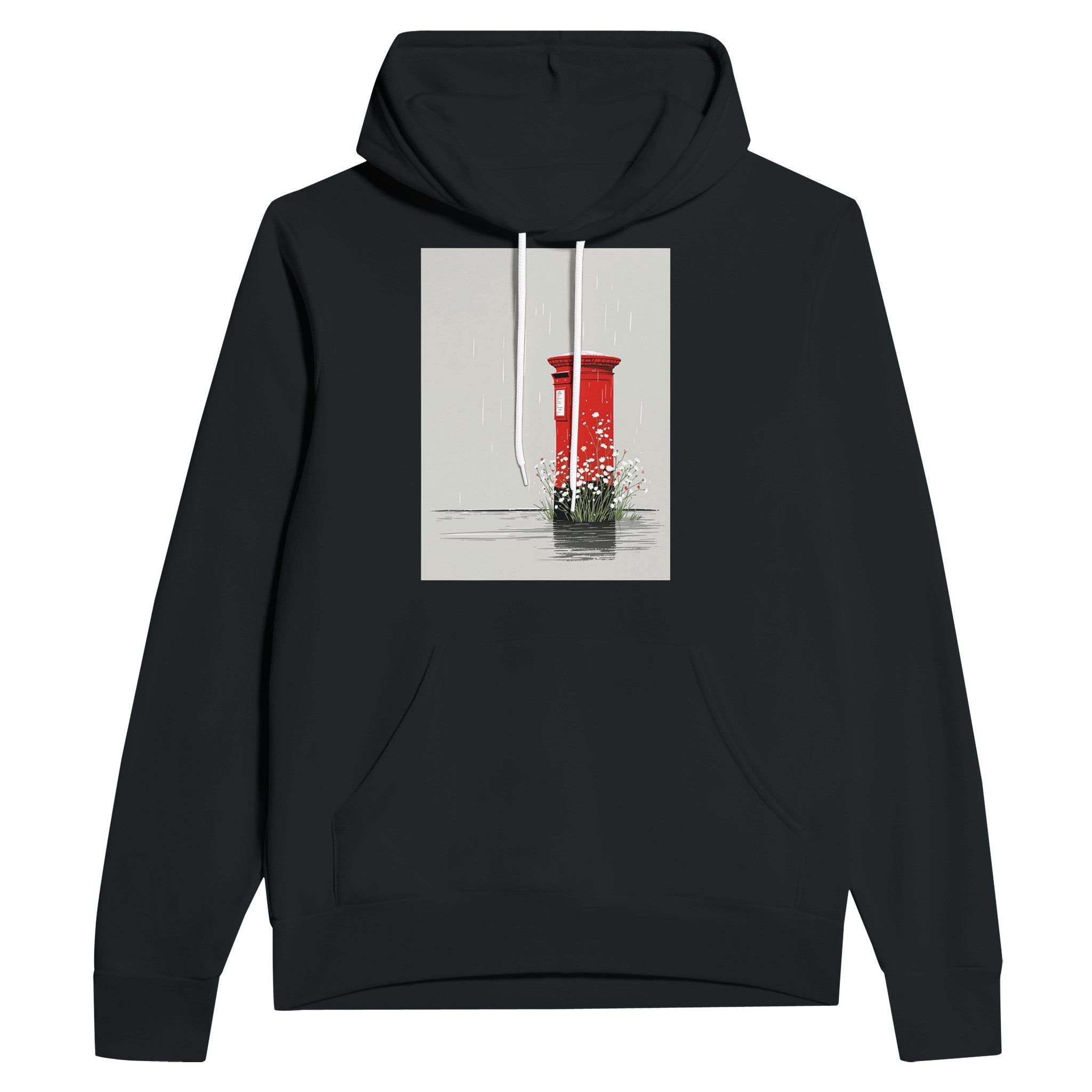 Red Postbox Rain British Icon Hoodie | Unisex Hoodie - Wild Thread Co