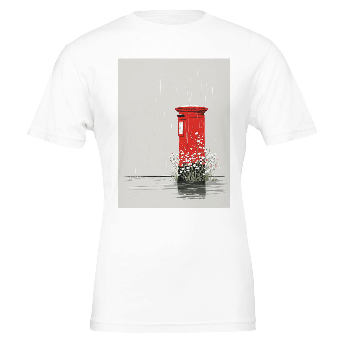 Red Postbox Rain British Icon Tee | Unisex T-Shirt - Wild Thread Co