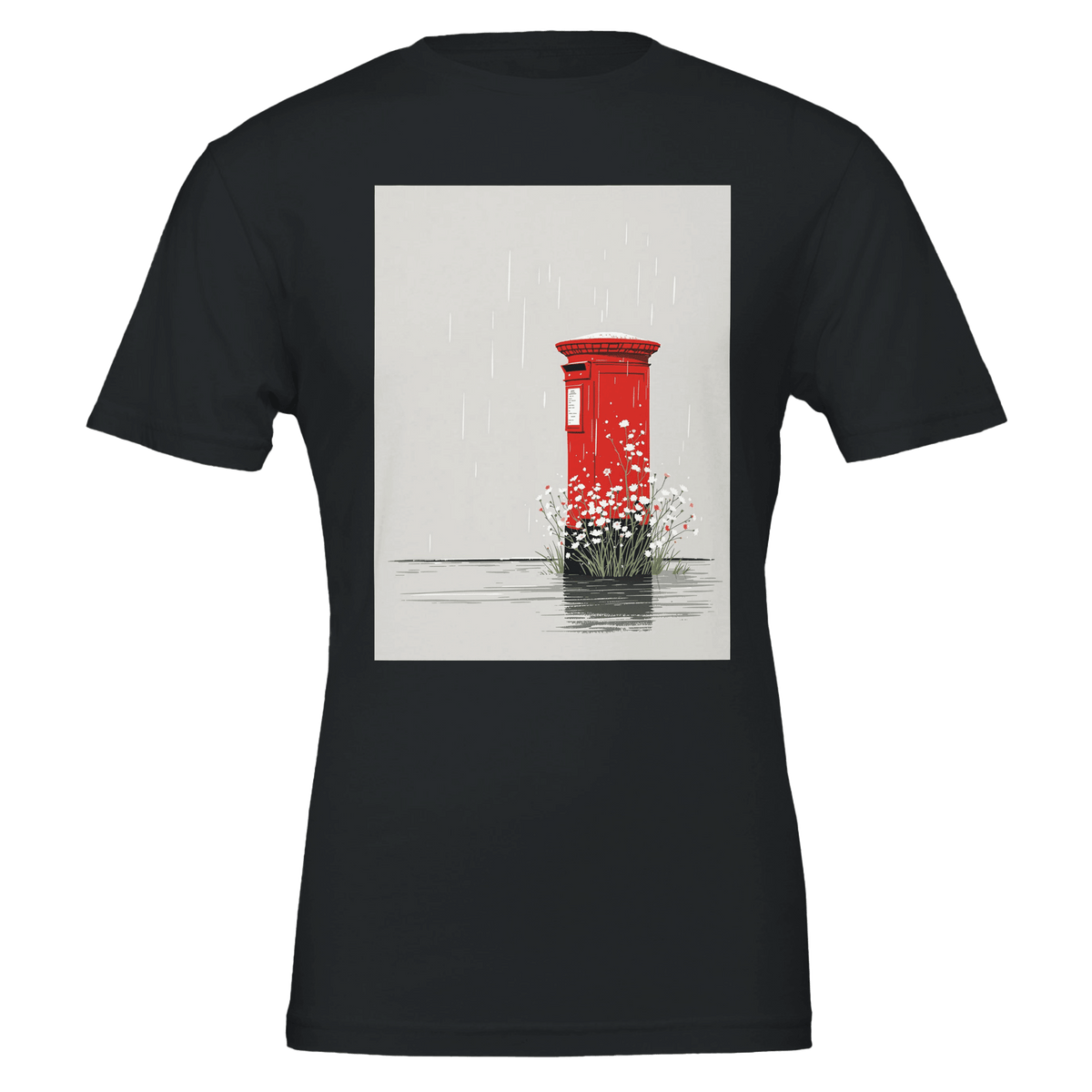 Red Postbox Rain British Icon Tee | Unisex T-Shirt - Wild Thread Co