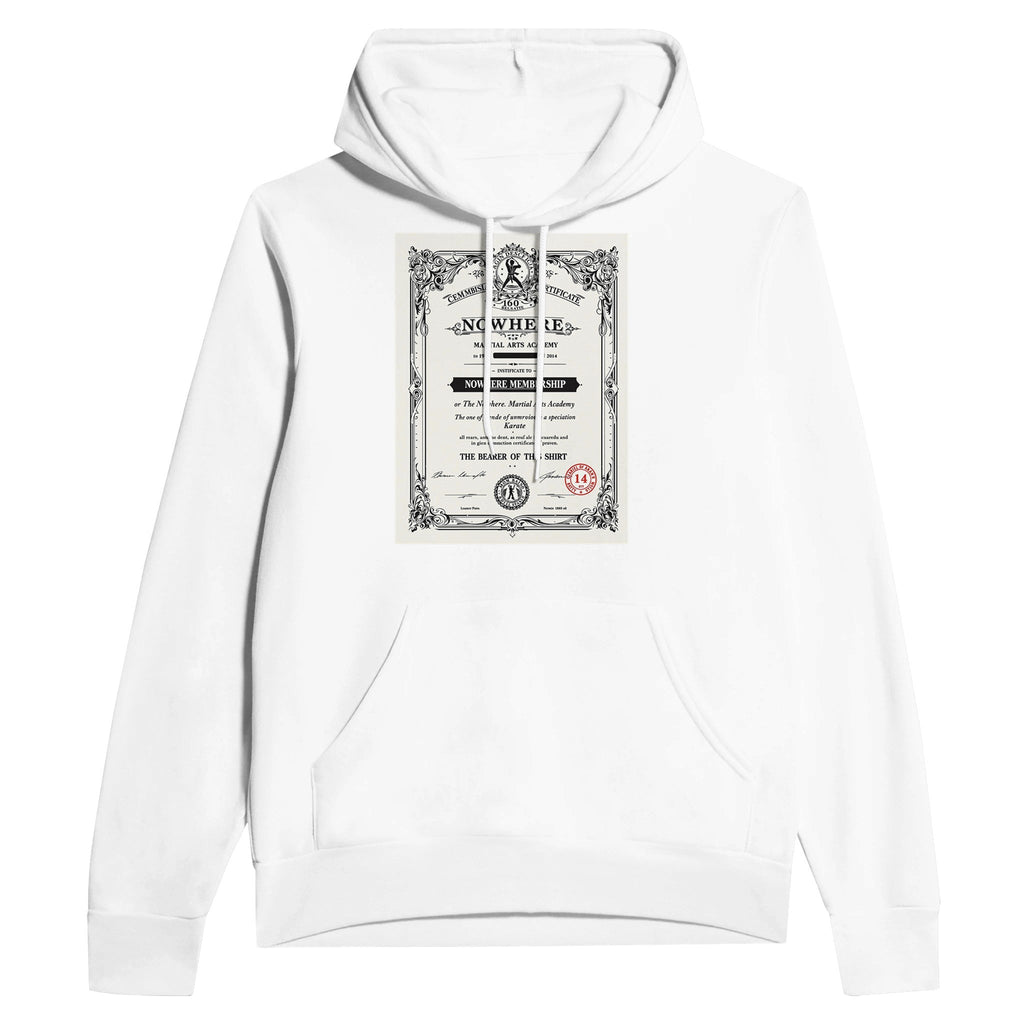 Retro 1970s Martial Arts Dojo Certificate Navy Hoodie | Karate Gift UK - Wild Thread Co
