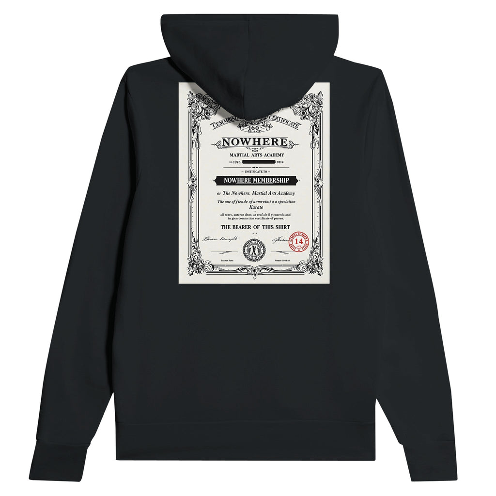 Retro 1970s Martial Arts Dojo Certificate Navy Hoodie | Karate Gift UK - Wild Thread Co
