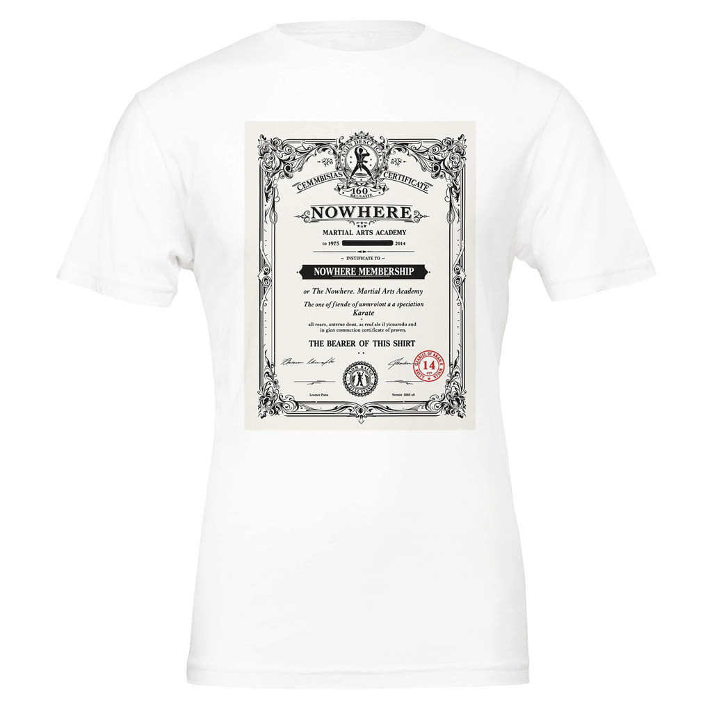 Retro 1970s Martial Arts Dojo Certificate T-Shirt | Karate Gift UK - Wild Thread Co