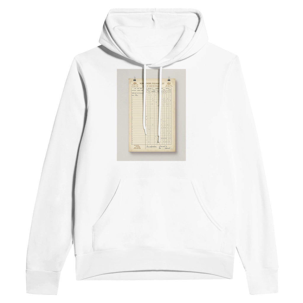 Retro Cricket Scorecard Navy Hoodie | English Summer Hoodie Gift - Wild Thread Co