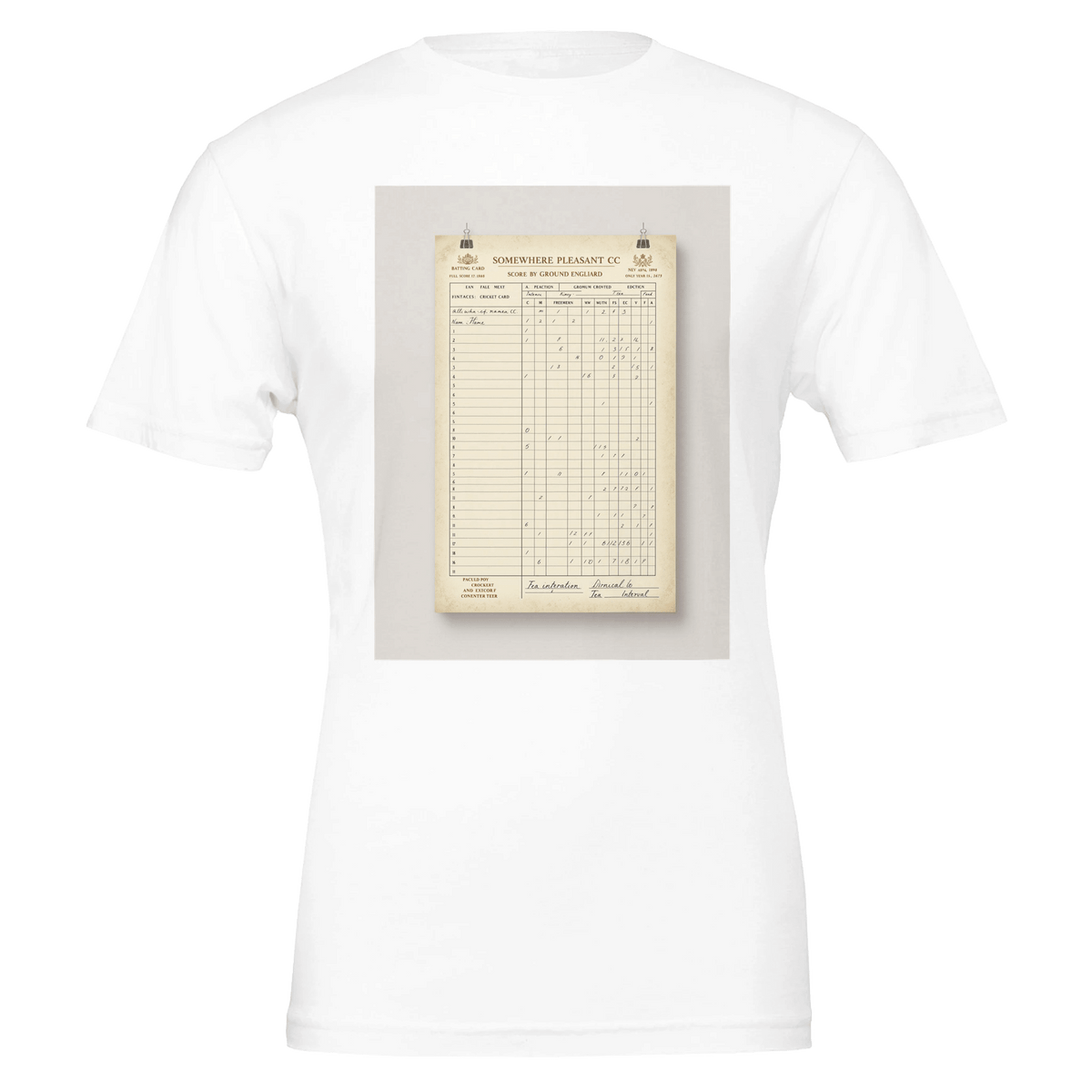 Retro Cricket Scorecard T-Shirt | English Summer Edwardian Design - Wild Thread Co
