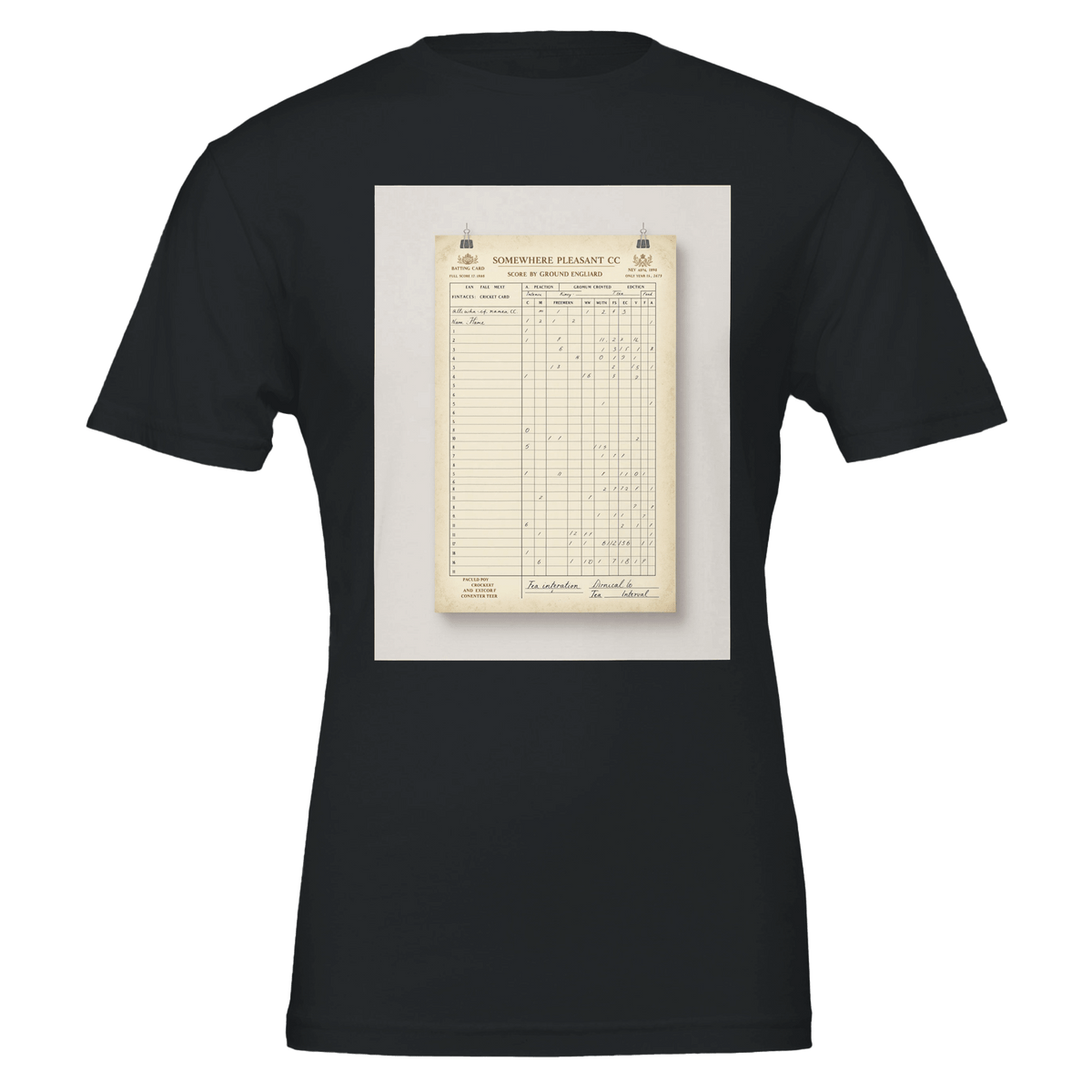 Retro Cricket Scorecard T-Shirt | English Summer Edwardian Design - Wild Thread Co