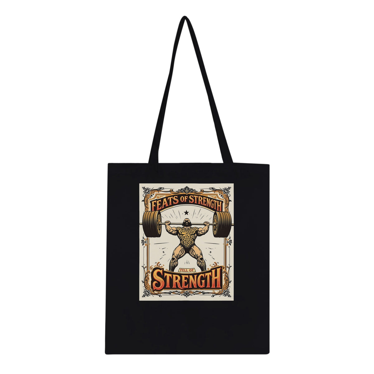 Retro Weightlifting Strongman Tote Bag Cotton Shopper UK - Wild Thread Co