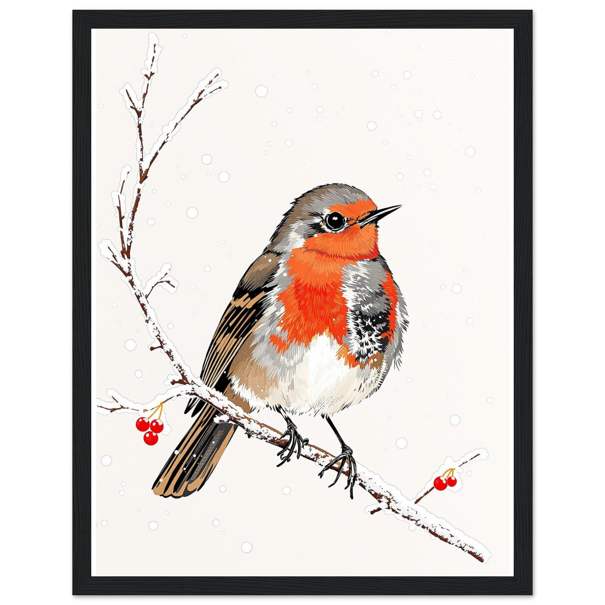Robin Redbreast Art Wall Art Ready to Hang UK Framed Print Han — Framed Art Print | Wild Thread Co UK