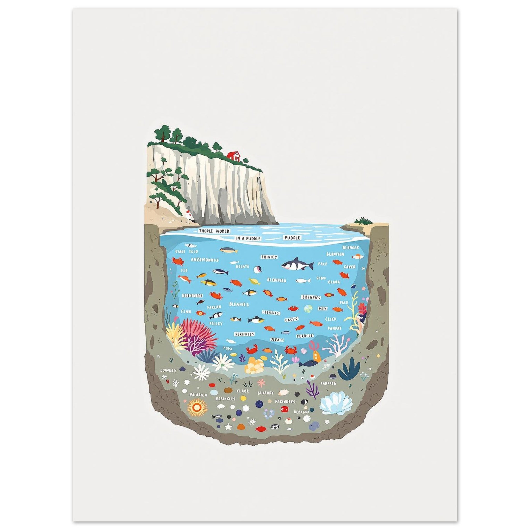 Rock Pool Tidal Cross-section Art Print Art Print — detail view | Wild Thread Co