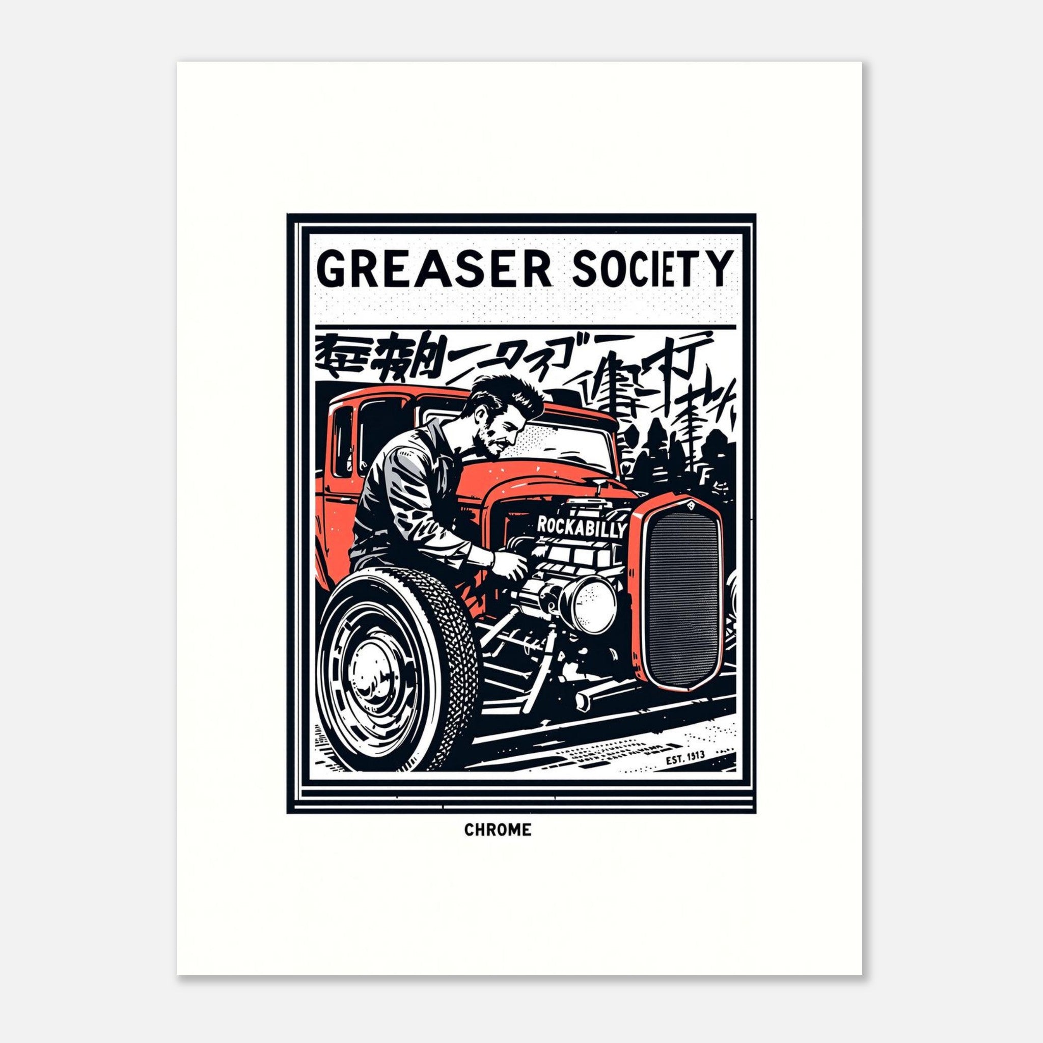 Rockabilly Vintage Travel Art Wall Art UK Art Print Poster Wall Art UK UK Gift Art Print — detail view | Wild Thread Co